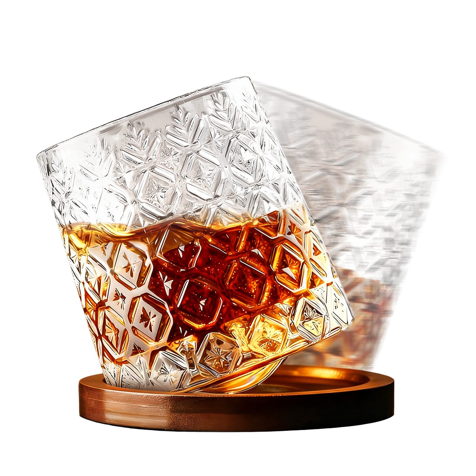 Fine Life Pro Glas Gravierter Whiskybecher – Geeignet für Rum, Gin, 4-tlg., Bourbon & Cocktails – Spülmaschinenfest – Günstiger Preis