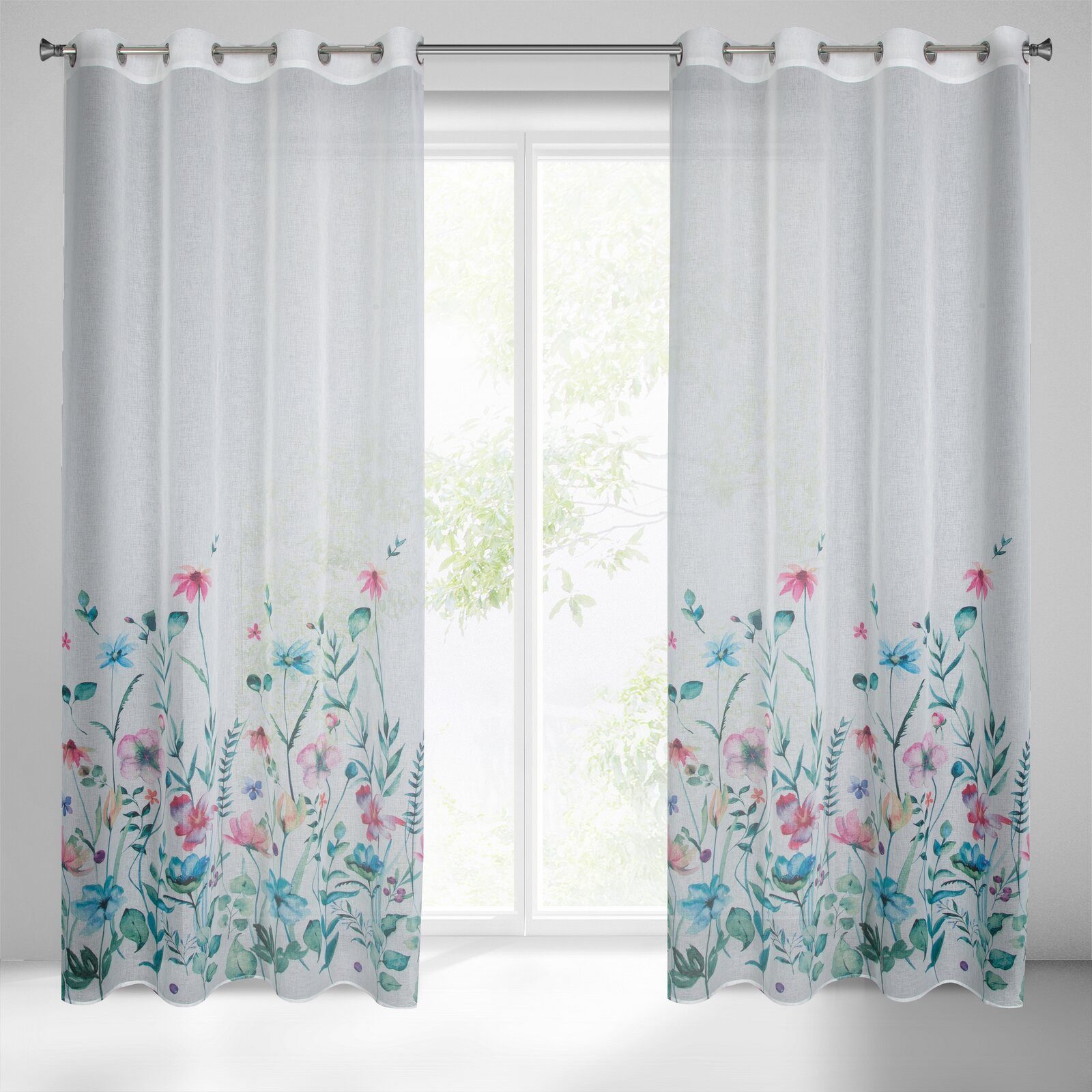 Eurofirany Gardine Landhaus Gardinen mit Blumenmuster günstig online kaufen