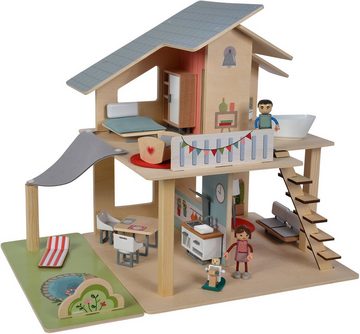 Eichhorn Puppenhaus, (25-tlg), aus Holz mit Möbeln und Spielfiguren