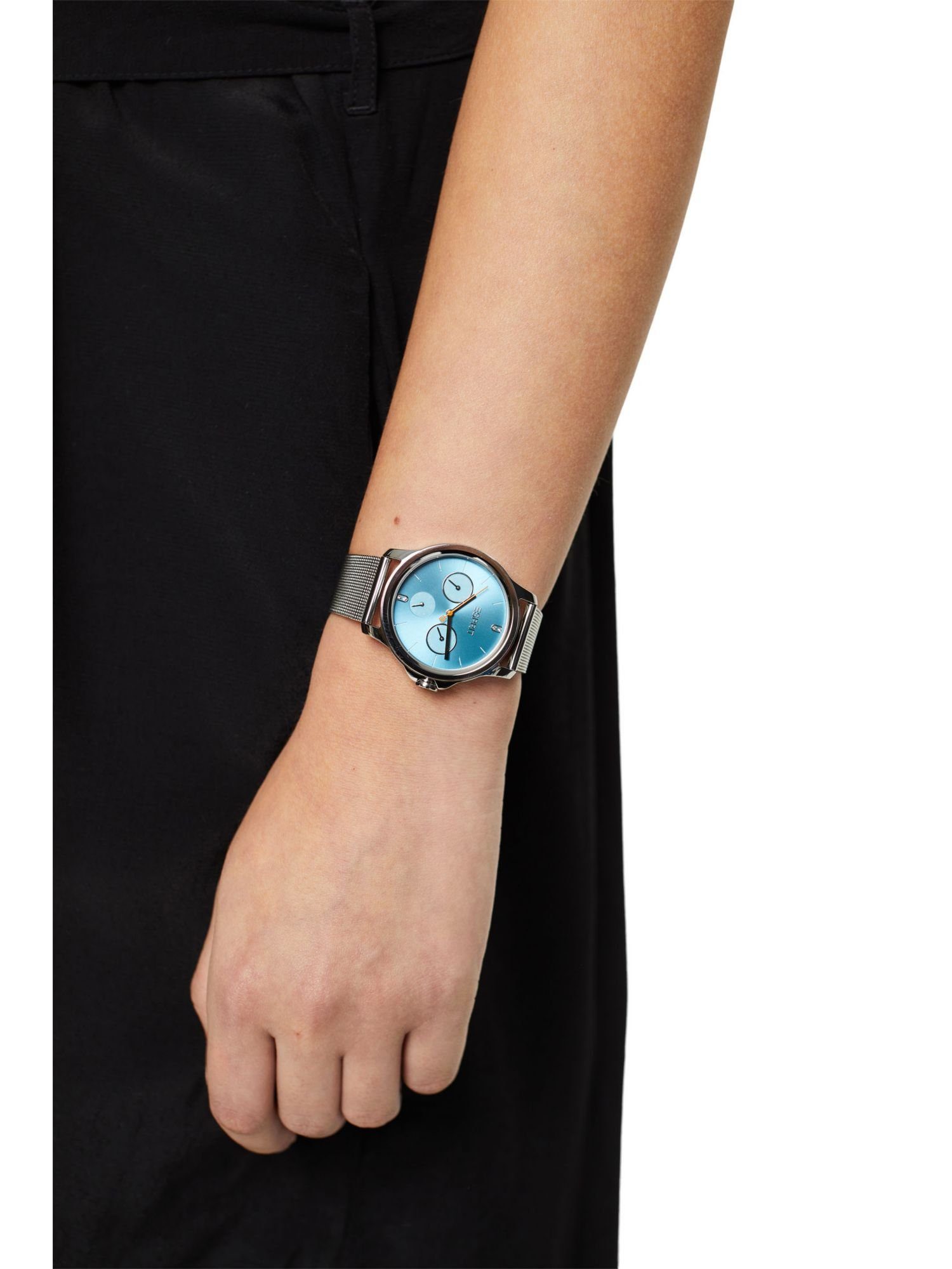Damen Uhren Esprit Chronograph Multifunktionsuhr mit Mesh-Armband