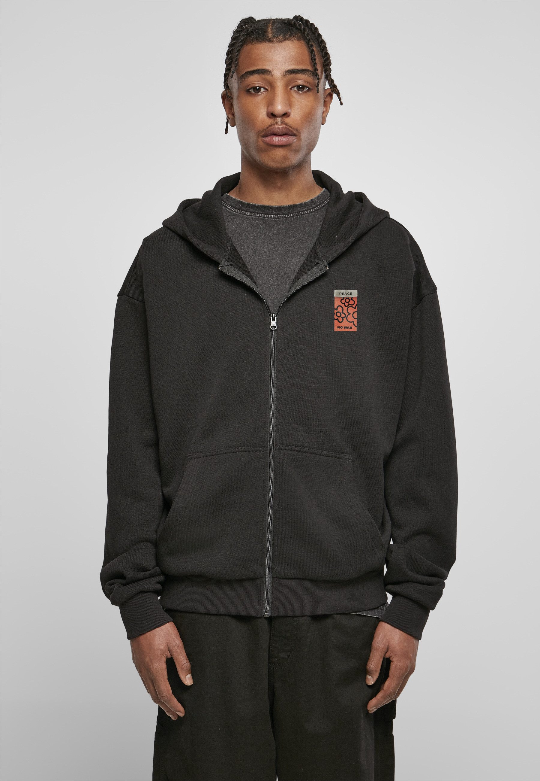 MisterTee Langarmshirt MisterTee Unisex Puffer Peace Heavy Oversize Zip Hoody (1-tlg)