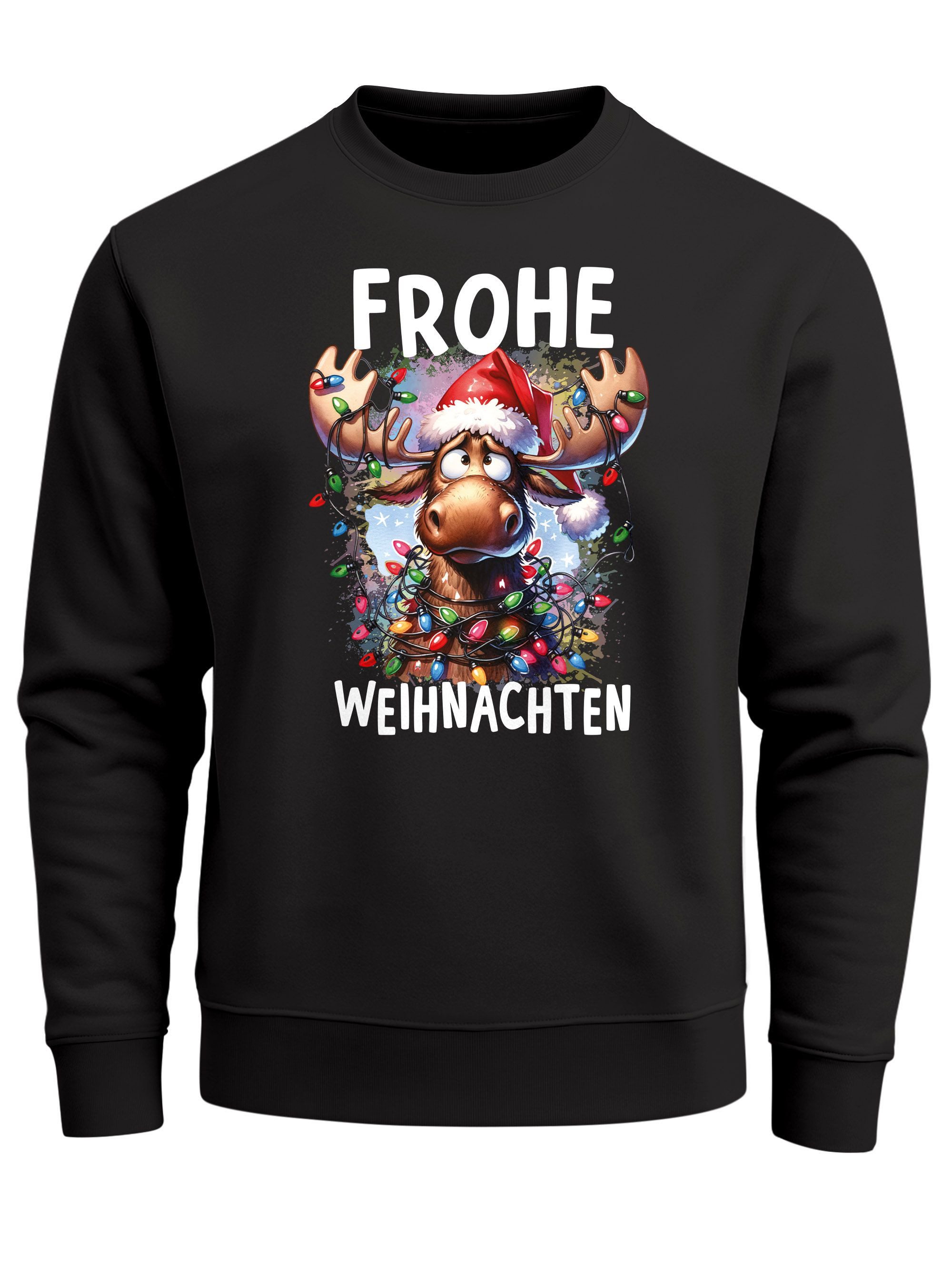 MoonWorks Sweatshirt Sweatshirt Herren Weihnachtspullover Aufdruck Elch Ren günstig online kaufen