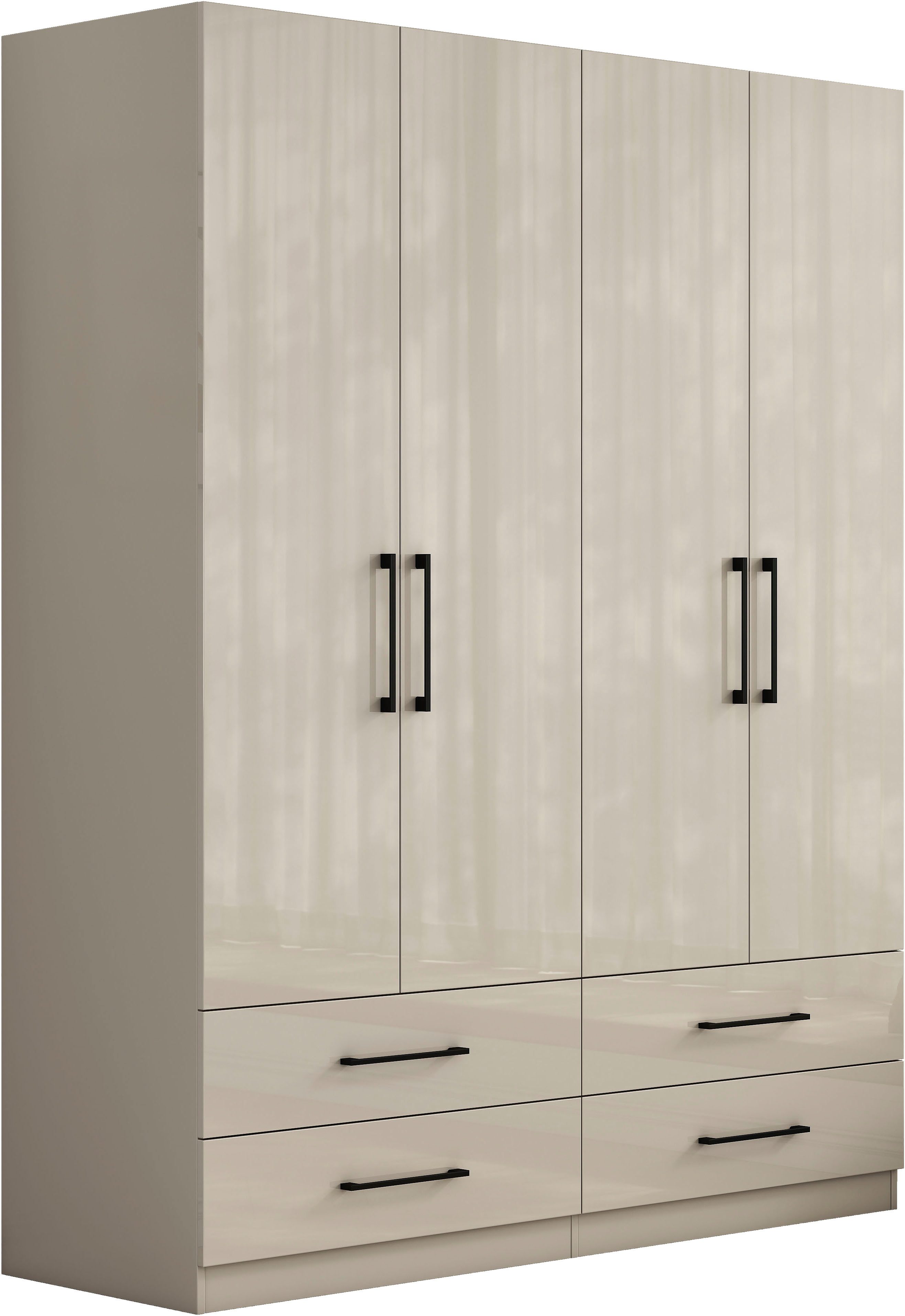 OTTO home Kleiderschrank Sylt Schlafzimmerschrank Garderobe Schrank hochglanz (Drehtürenschrank mit 4 Schubladen und 4 Türen) Schrank in Breite 160 mit viel Stauraum