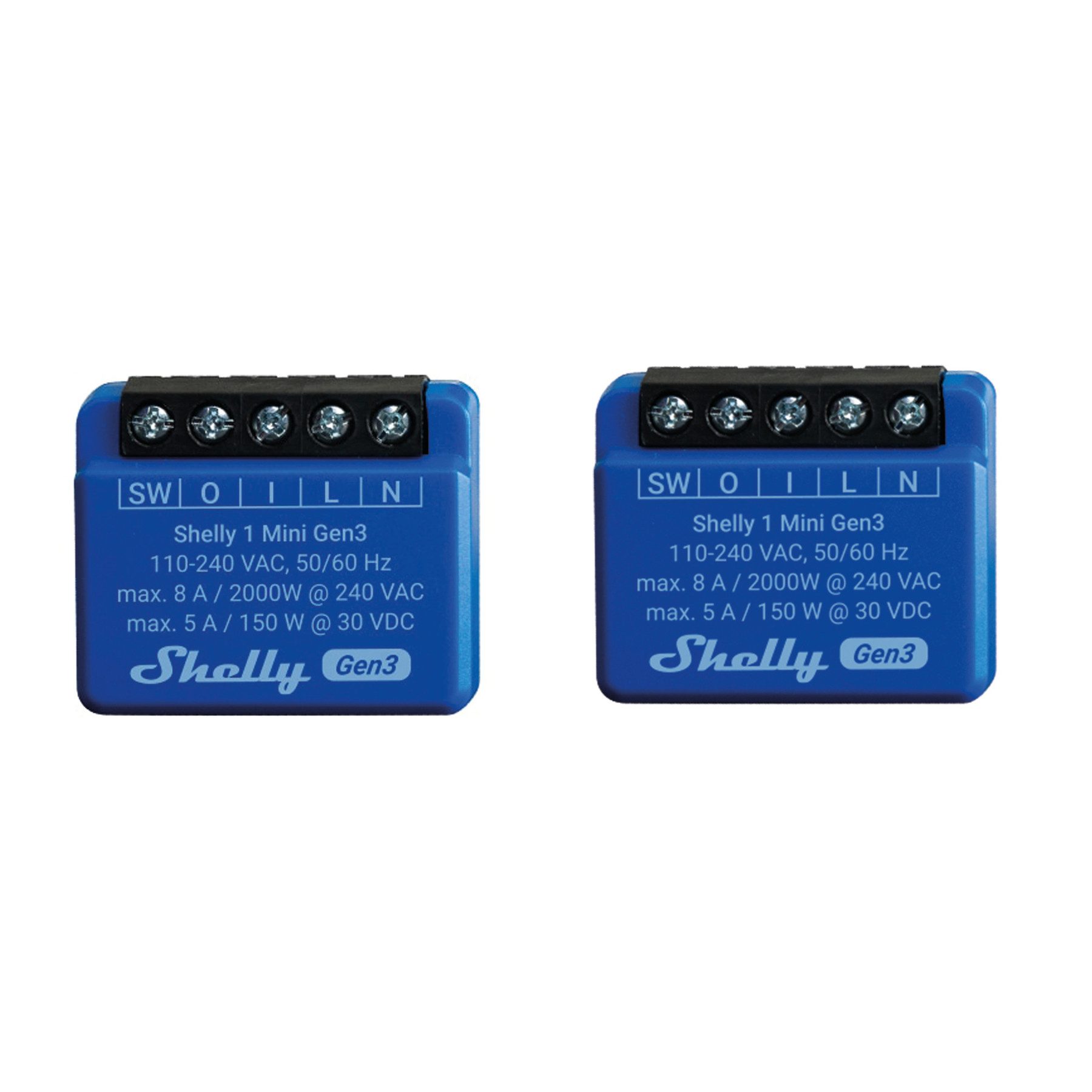 SHELLY WLAN-Schaltaktor 1 Mini Gen 3, blau, 2 Smart-Home-Zubehör