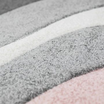 Teppich Moderner rosa weiß& grauer Teppich, Allergiker-freundlich, Carpetia, rechteckig, Fußbodenheizung geeignet, strapazierfähig