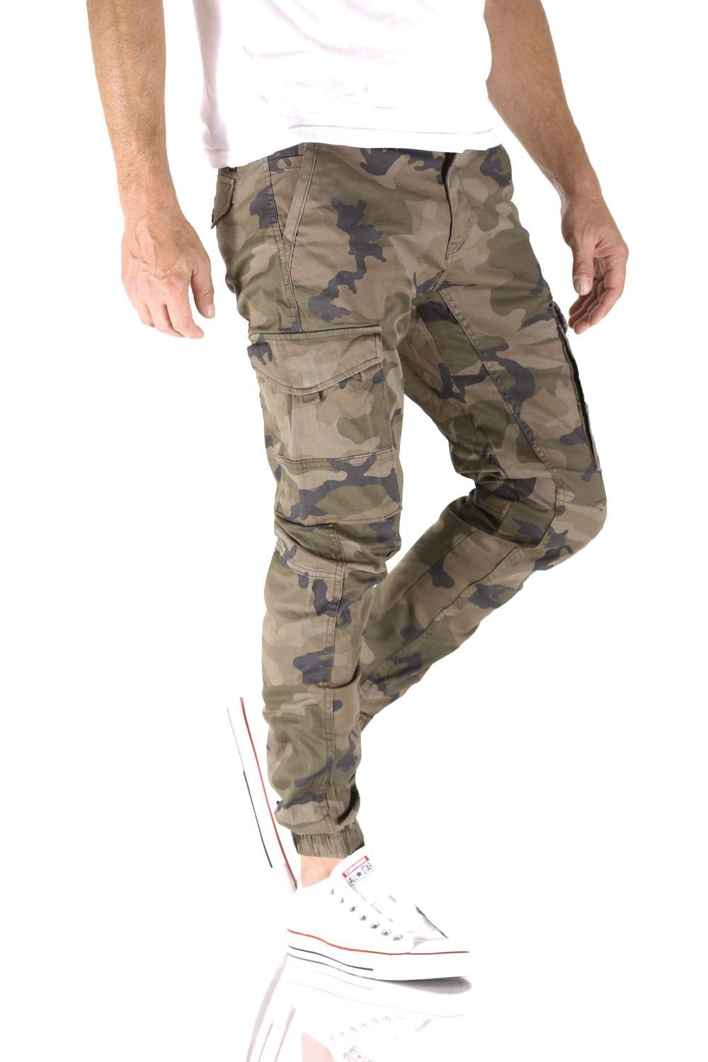 Jack Flake Jeans Fit Cargojeans & & Camo Cargo Herren Olive Tapered Hose Paul Jones Jones Jack