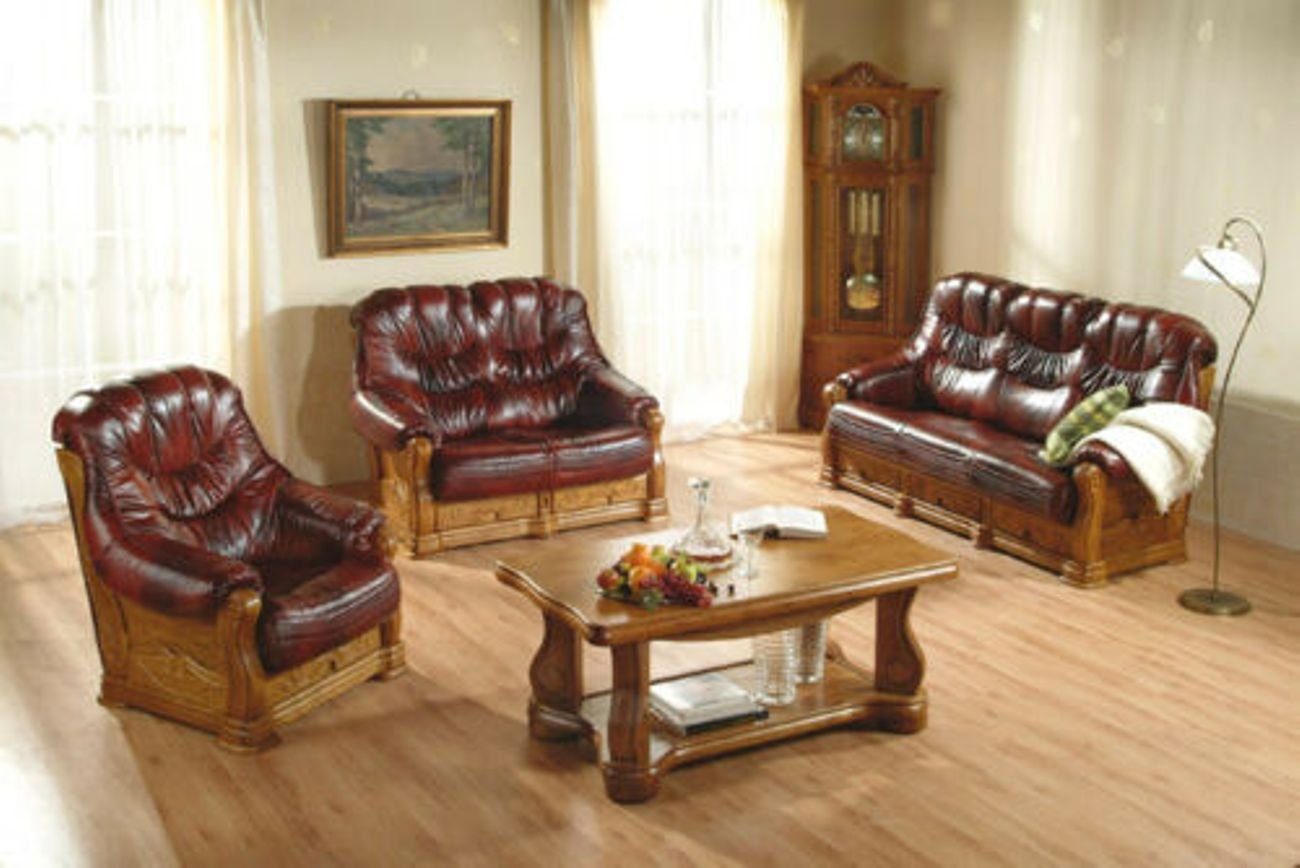JVmoebel Sofa Klassische sofagarnitur Couch Polster Sofa 100% Echtes Leder, Made in Europe