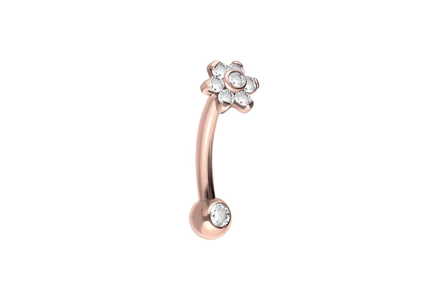 PIERCINGLINE Bauchnabelpiercing Titan Banane mit Push Fit BLUME MIT 7 KRIST günstig online kaufen