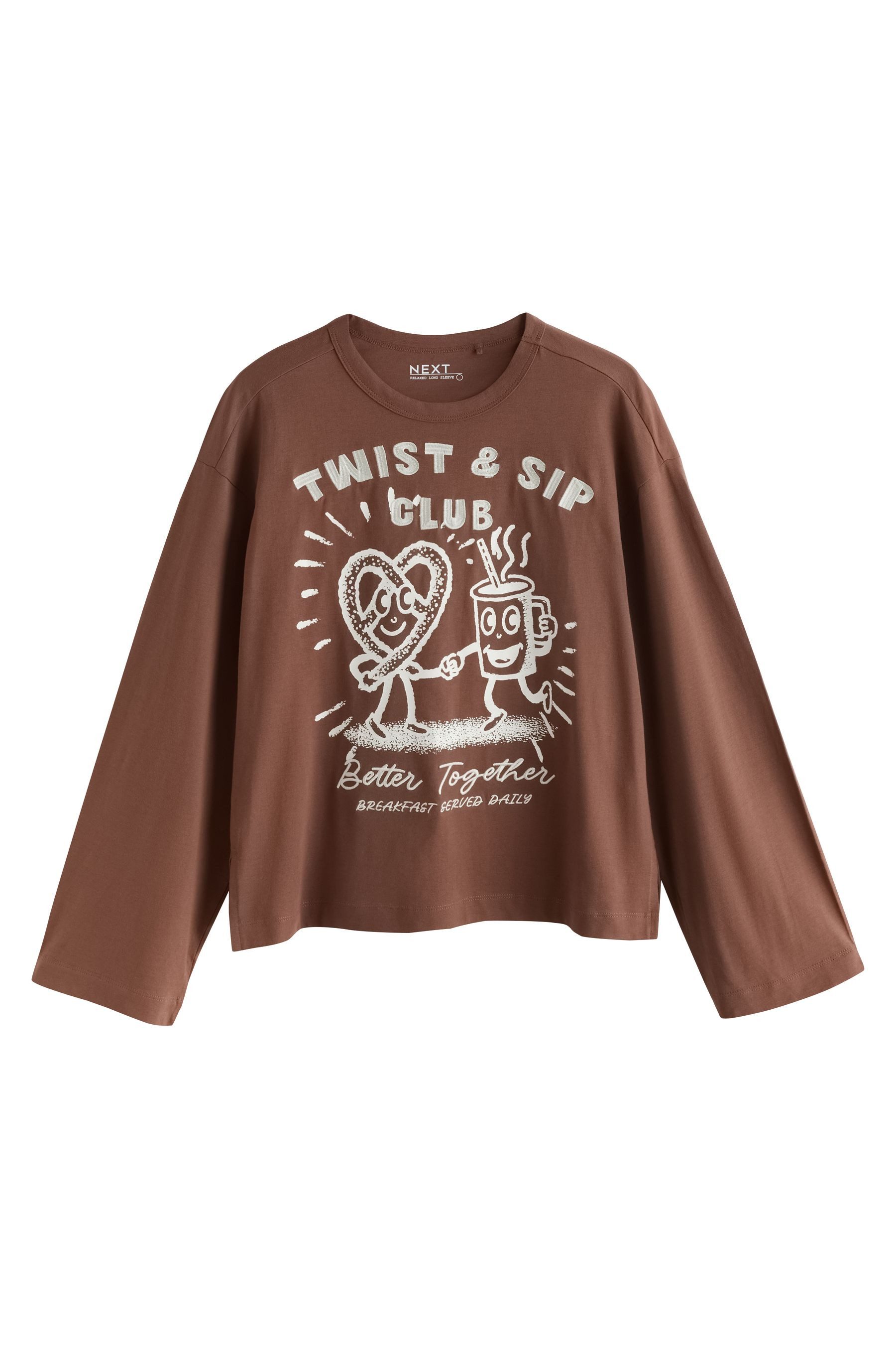 Next T-Shirt Relaxed Fit Langarmshirt mit Grafik (1-tlg)