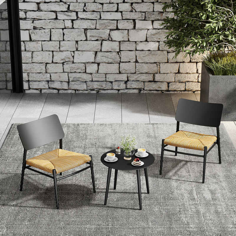 Gotagee Gartenlounge-Set Bistro-Set 3-teilig aluminium Balkonmöbel-Set PE Rattan Ladung 150 kg, Geeignet für Innenhöfe, Gärten und Balkone