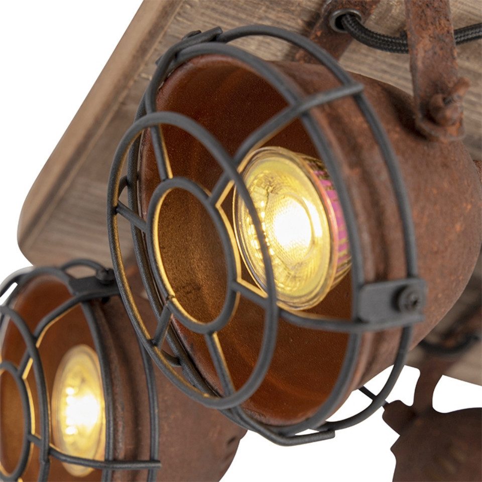 Qazqa LED Aufbaustrahler Gina, ohne Leuchtmittel, Warmweiß, QAZQA Aufbau­spot, gu10, Rostbraun, Stahl, Industrie