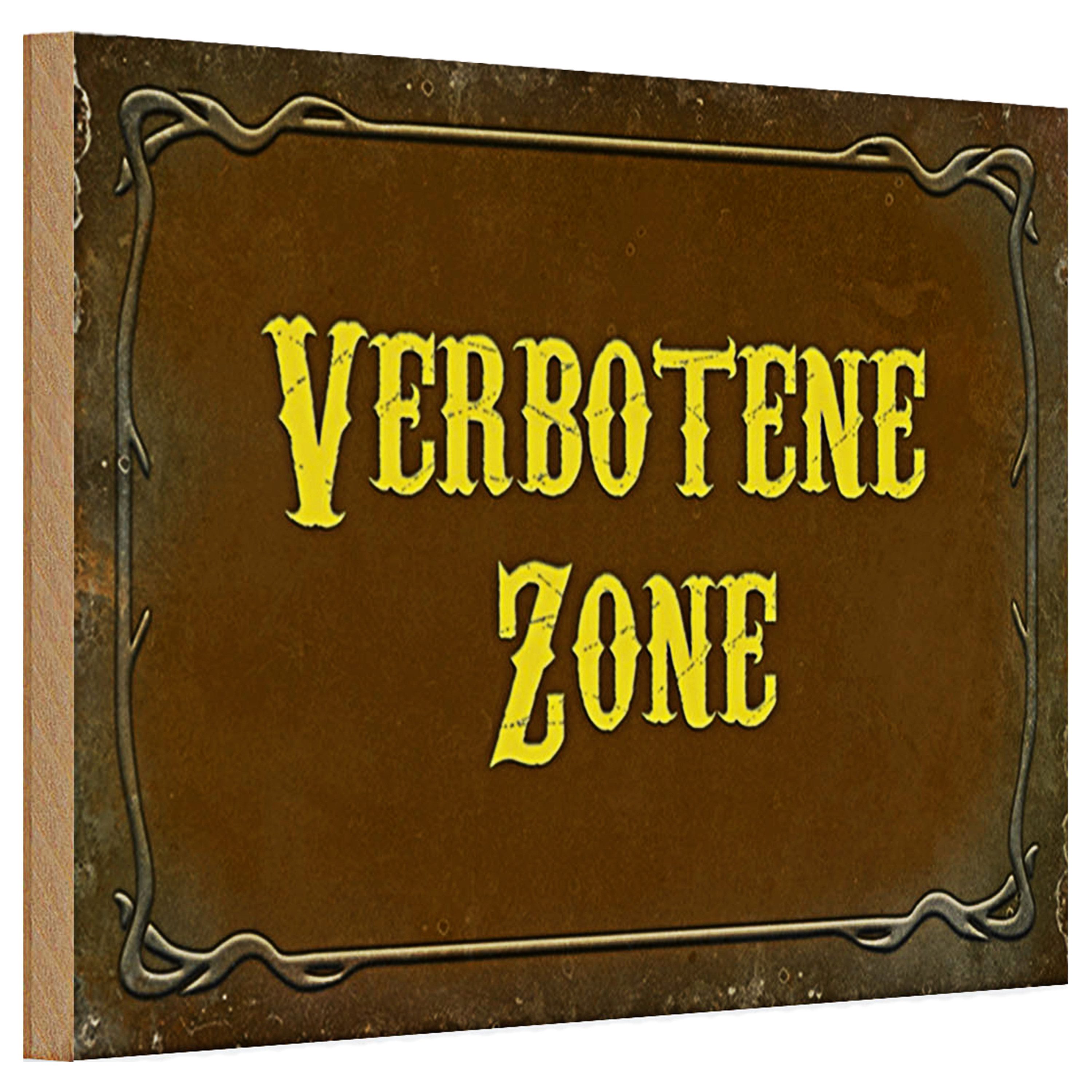 Holzbild Holzschild Verbot 30x20cm verbotene Zone