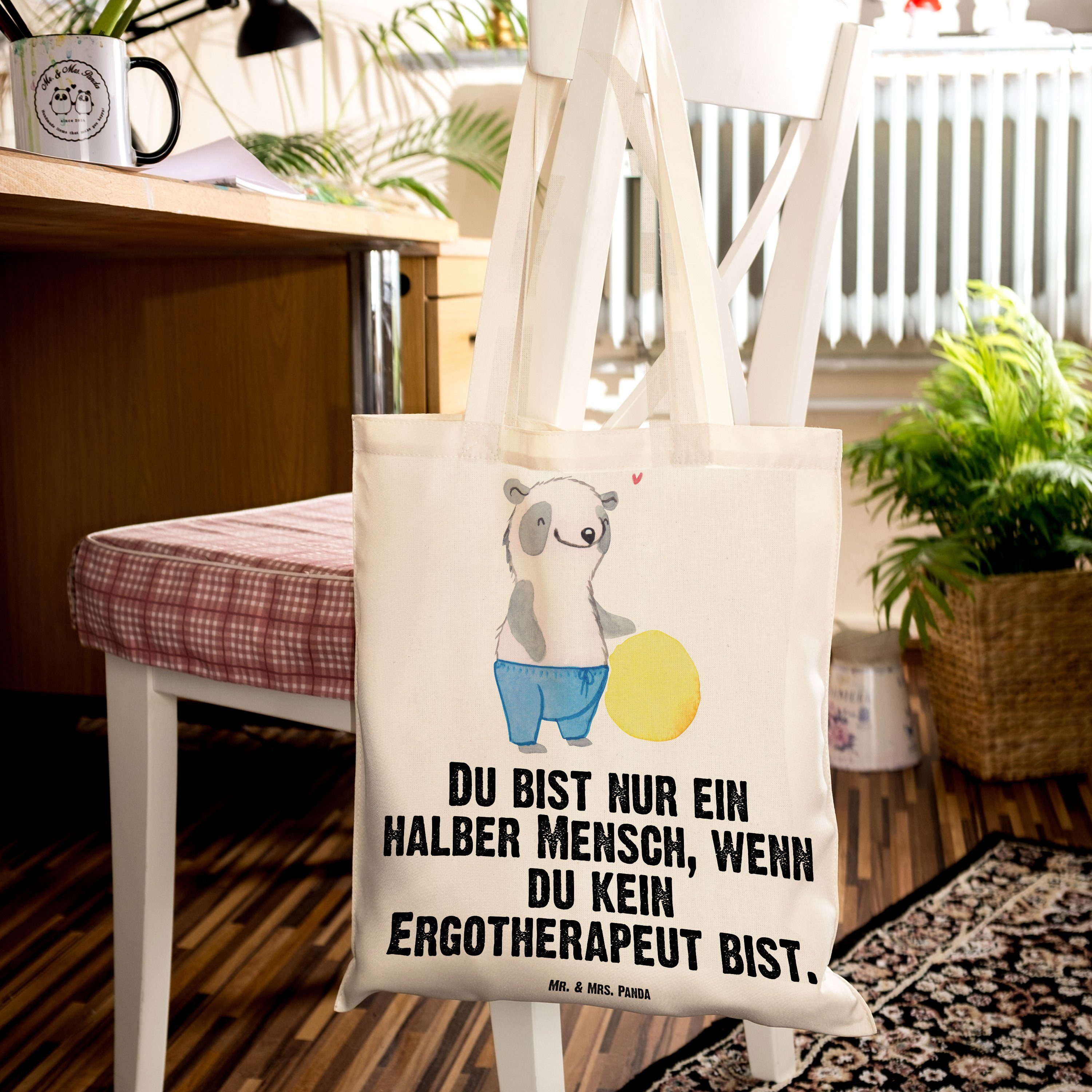 (1-tlg) Ergotherapeut Mr. - Transparent mit Mrs. Beuteltasche, Geschenk, - Panda Herz & Tragetasche Kolleg