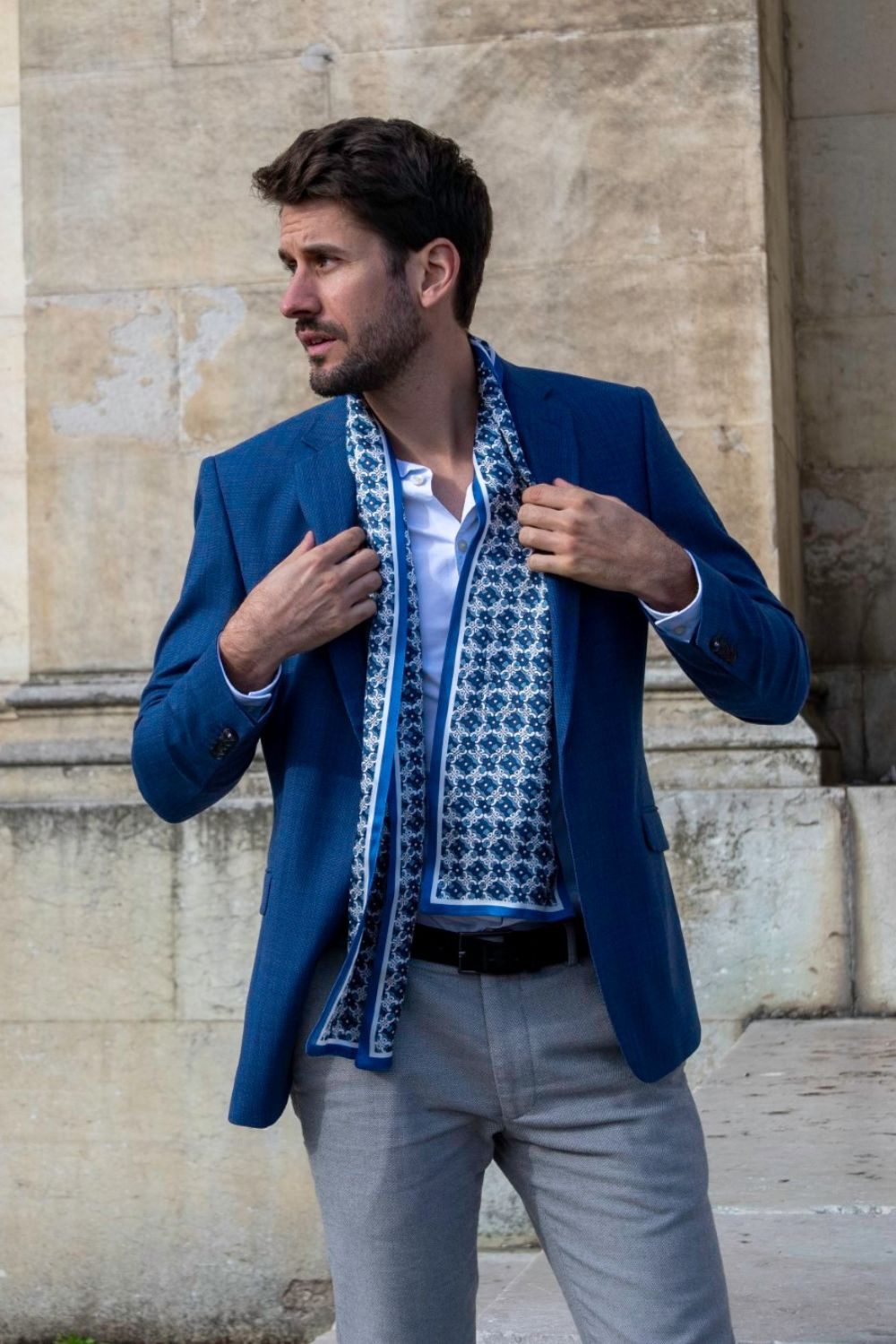 MayTree Seidentuch schmal beidseitig, Pattern blau, 16 x 145 cm, Sommerscha günstig online kaufen