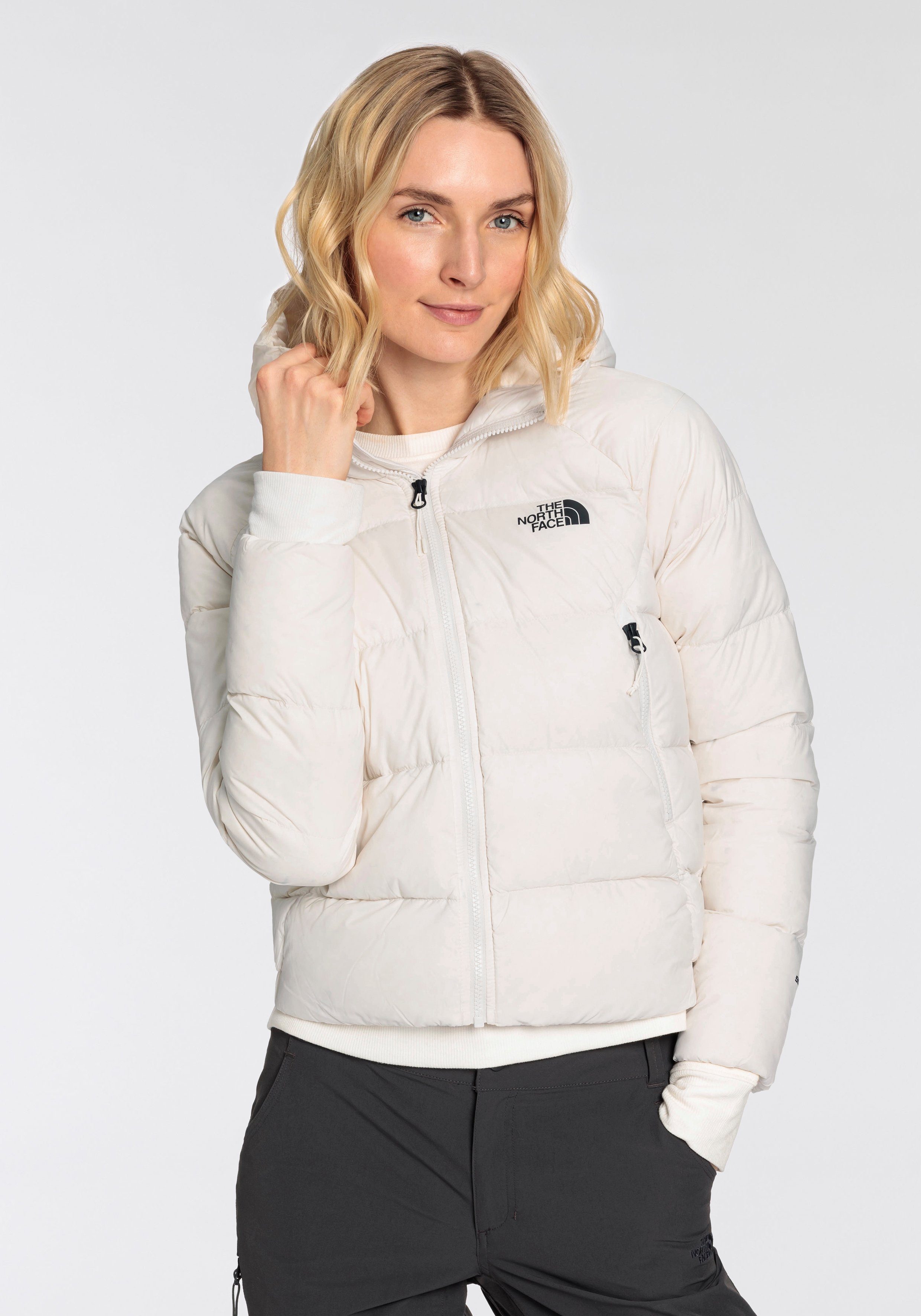 The North Face Daunenjacke W HYALITE DOWN HOODIE - EU (1-St) ATMUNGSAKTIV und WASSERABWEISEND white | Windbreakers