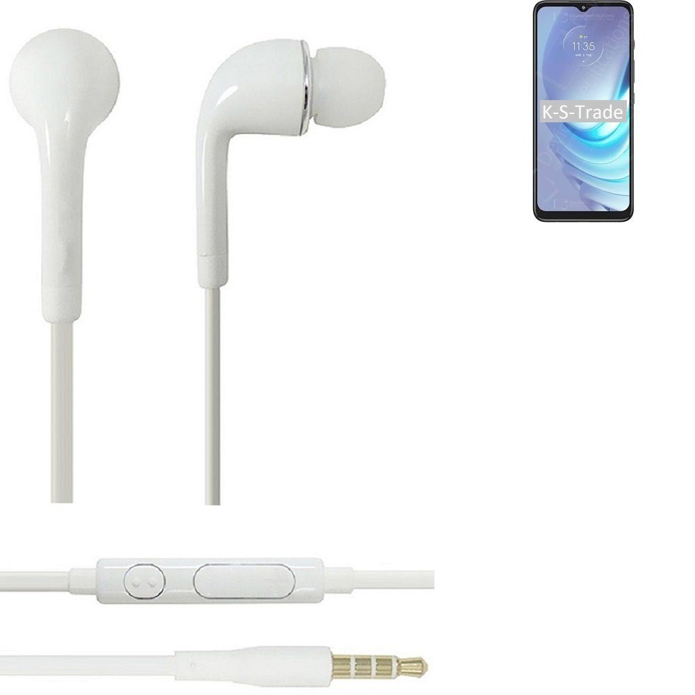 K-S-Trade für Motorola Moto G50 In-Ear-Kopfhörer (Kopfhörer Headset mit Mikrofon u Lautstärkeregler weiß 3,5mm)