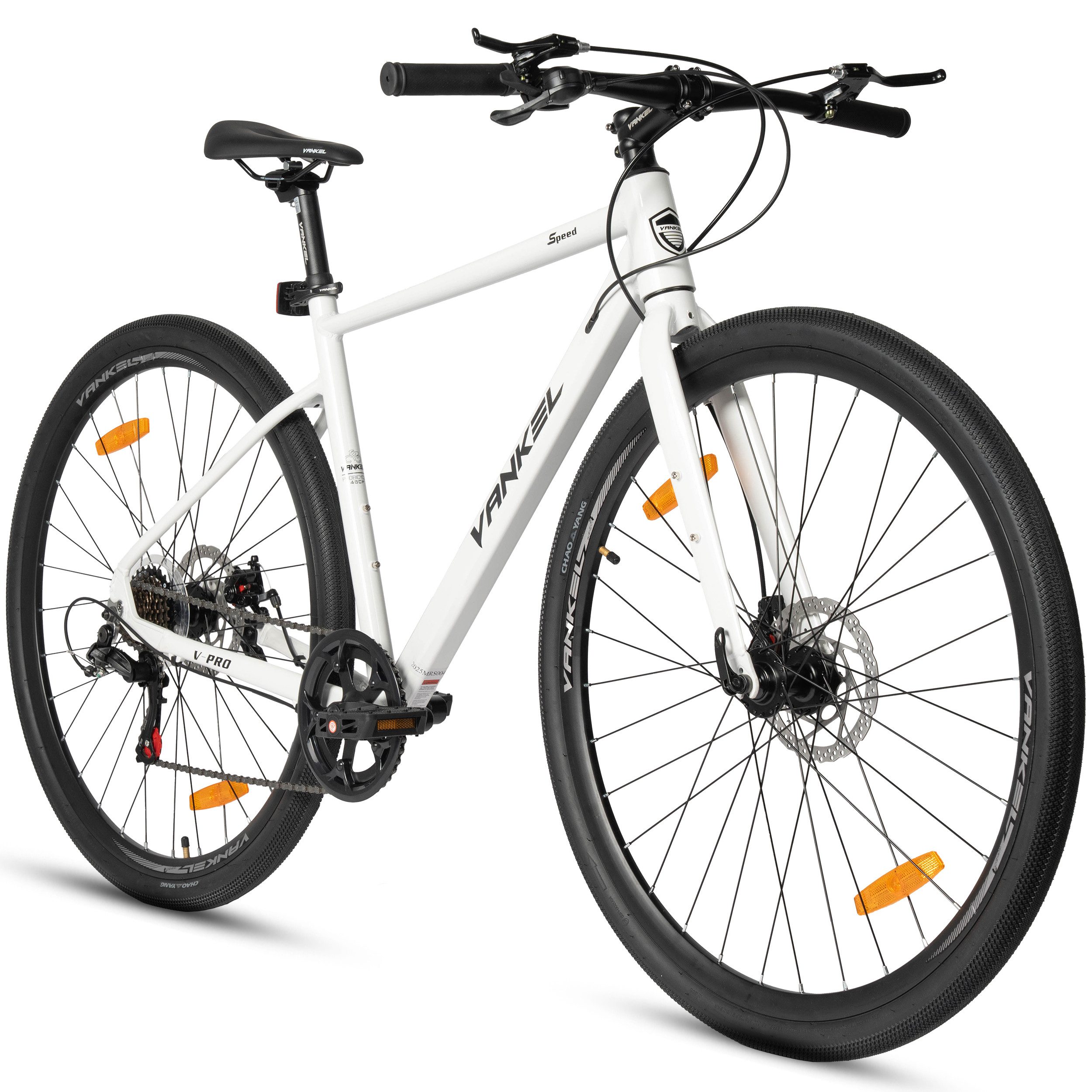Vankel Mountainbike Leichtes Citybike aus Aluminium mit Shimano 7-Gang & Scheibenbremsen, Shimano Shimano RD-TZ500 Schaltwerk, Kettenschaltung, Geeignet für Damen und Herren mit einer Körpergröße von 170–185 cm