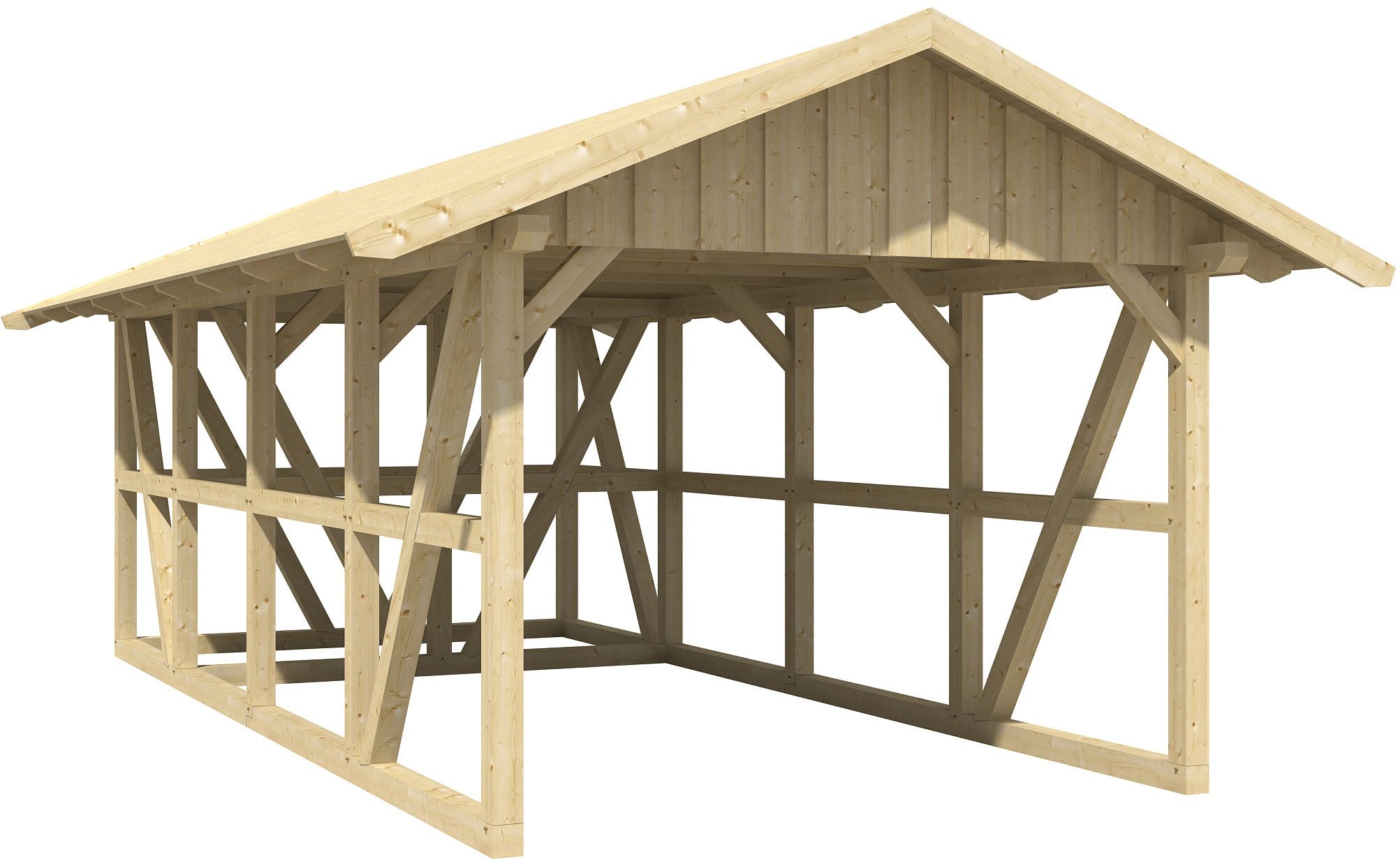 Skanholz Einzelcarport Schwarzwald, BxT: 424x772 cm, 220 cm Einfahrtshöhe, mit Abstellraum, mit Dachschalung