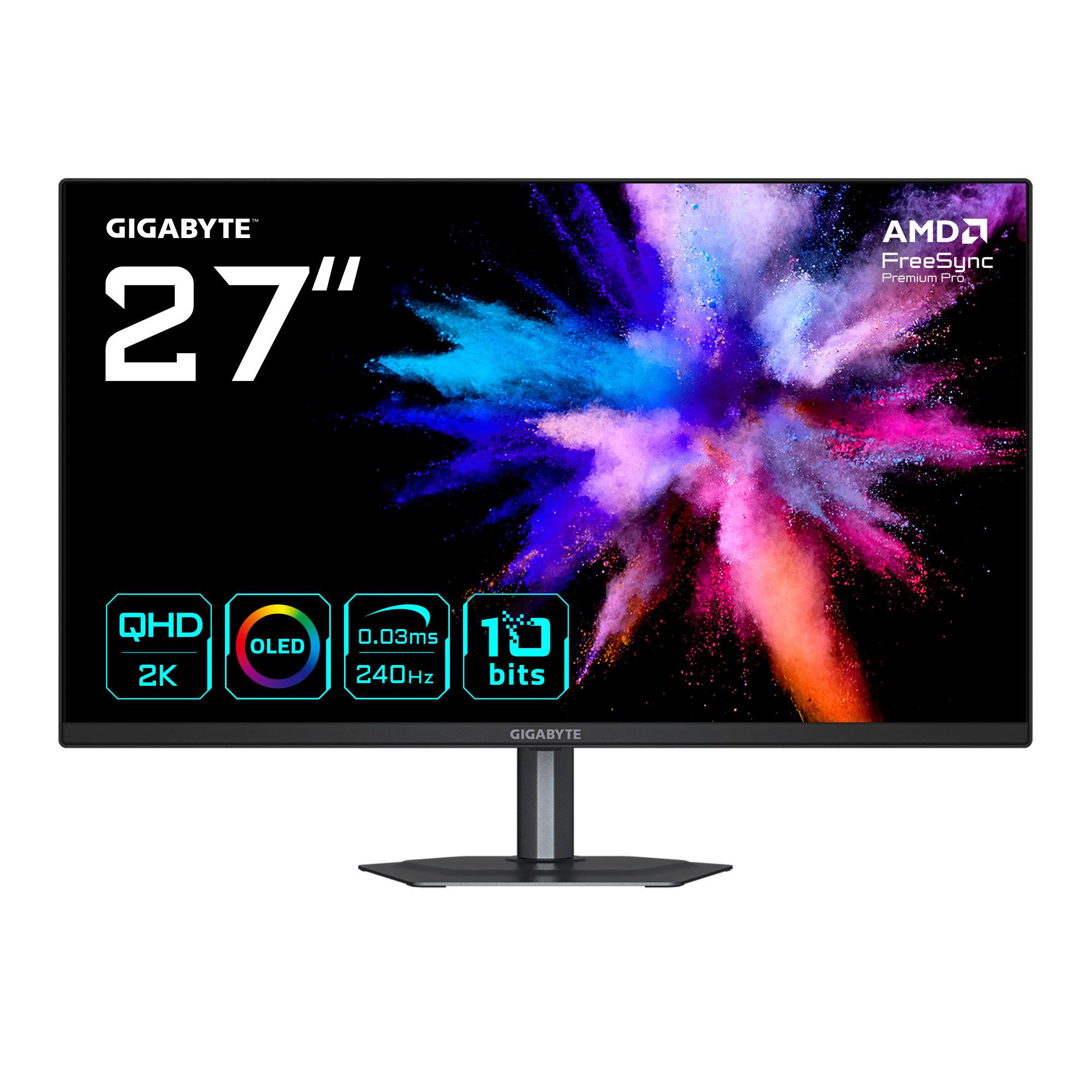 Gigabyte GO27Q24 Gaming-Monitor (67,8 cm/27 ", 2560 x 1440 px, QHD, 0,03 ms Reaktionszeit, 240 Hz, QLED, dreh-,neig-,schwenk-, höhenverstellbar)