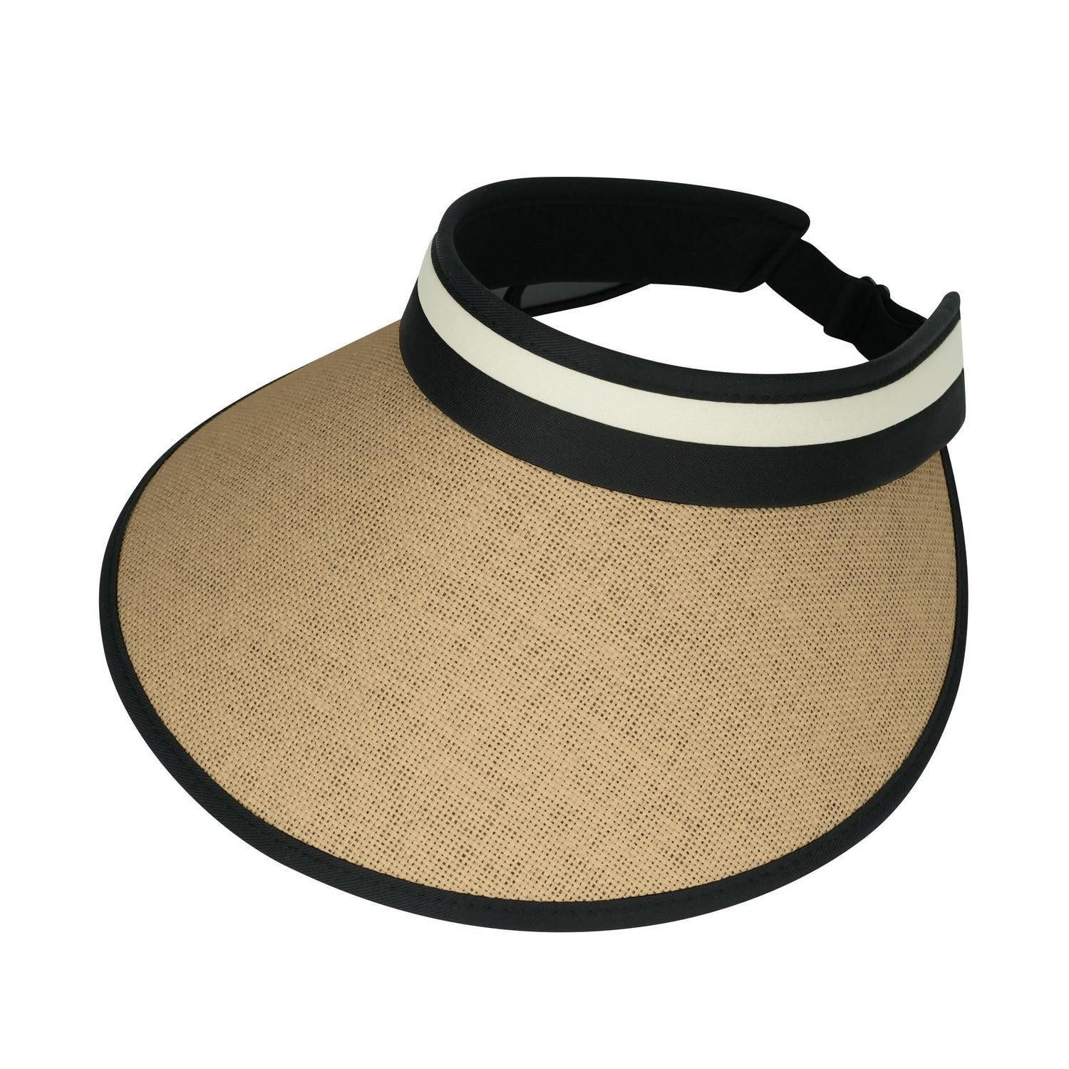 LuxusKollektion Sonnenhut Sonnenhut Damen UV Schutz Stroh Krempe Outdoor CDUS-SV2506-KhakiBlack