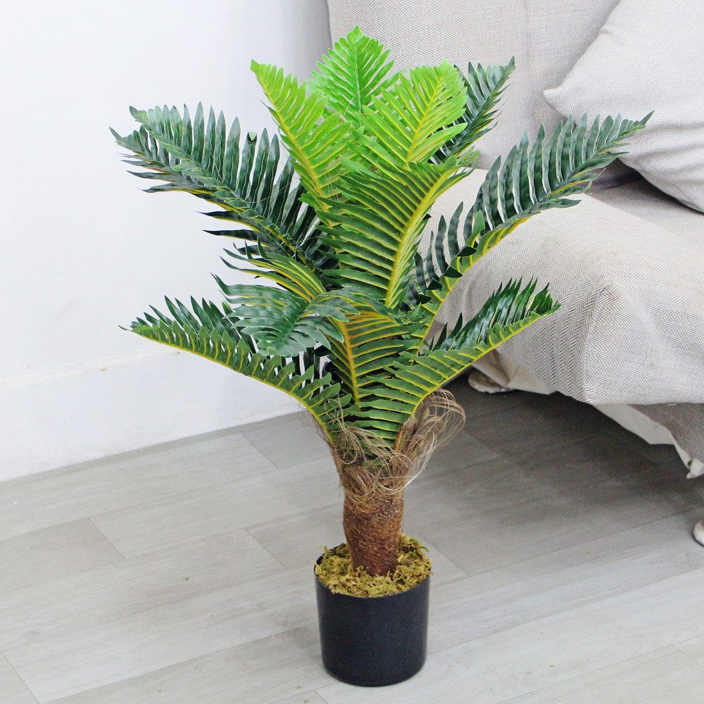 Kunstpalme Palme Palmfarn Kunstpflanze Plastik Künstliche Pflanze Kunstbaum 65 cm Palmfarn, Decovego, Höhe 65 cm
