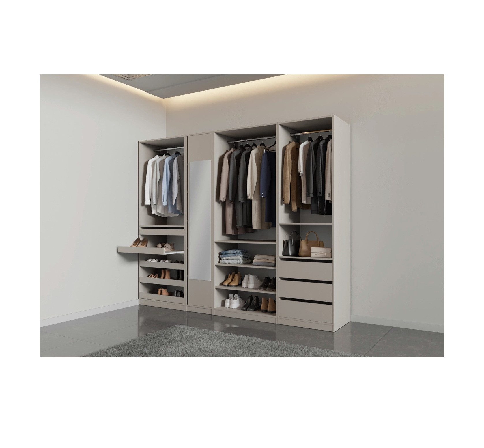 Marmex Möbel Kleiderschrank TRES 01 moderner offener Kleiderschrank mit Kleiderstangen ohne Schranktüren, Ankleidezimmer – Bild 4 von 5