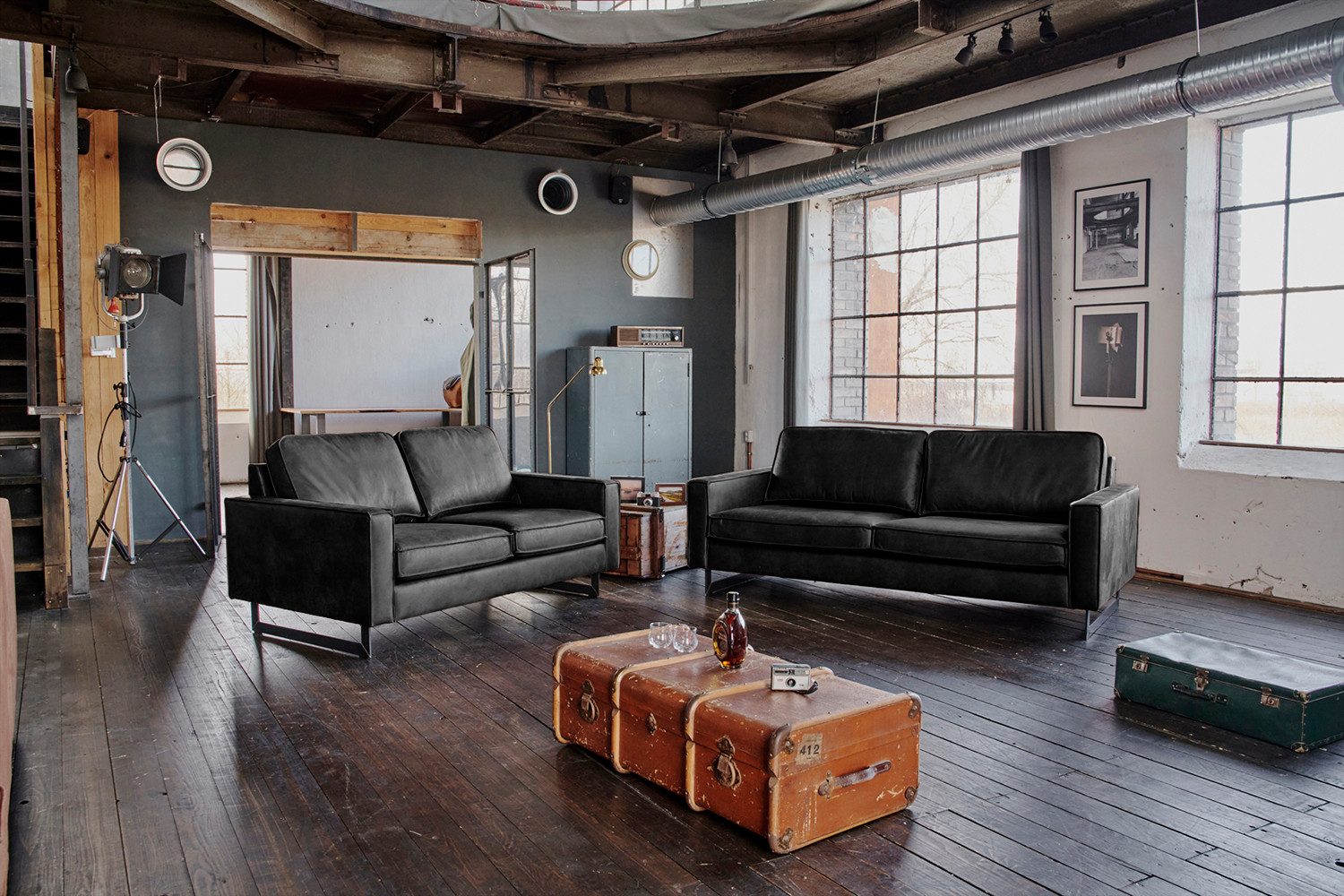 KAWOLA Sofa VILNIUS, Couch Lederfaserstoff, 2-Sitzer oder 3-Sitzer, verschiedene Farben