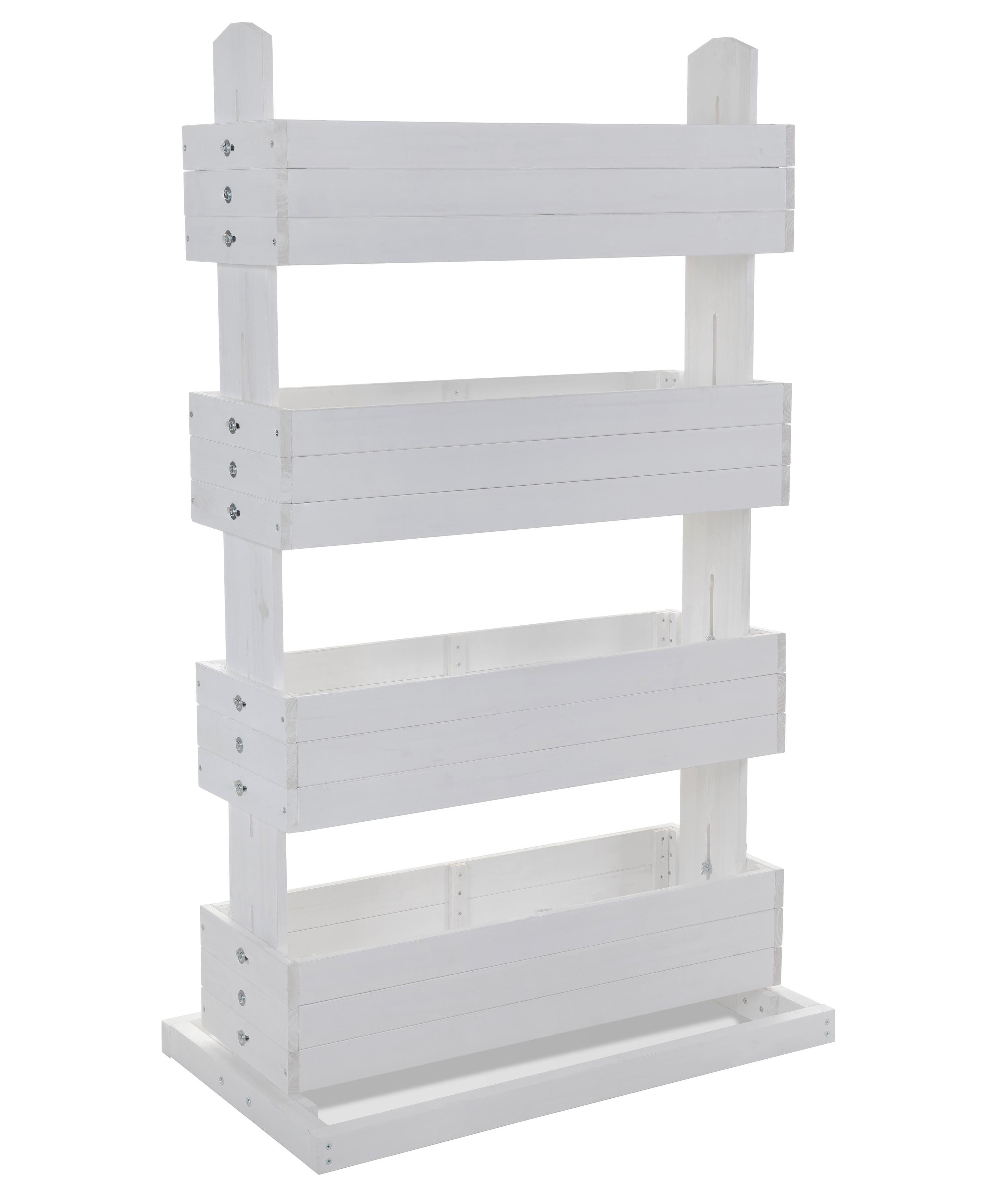 matrasa Hochbeet CUBE 4 - Vertikales Beet für Terrasse Balkon & Garten in Weiß, mit 4 Etagen und beweglichen Kästen