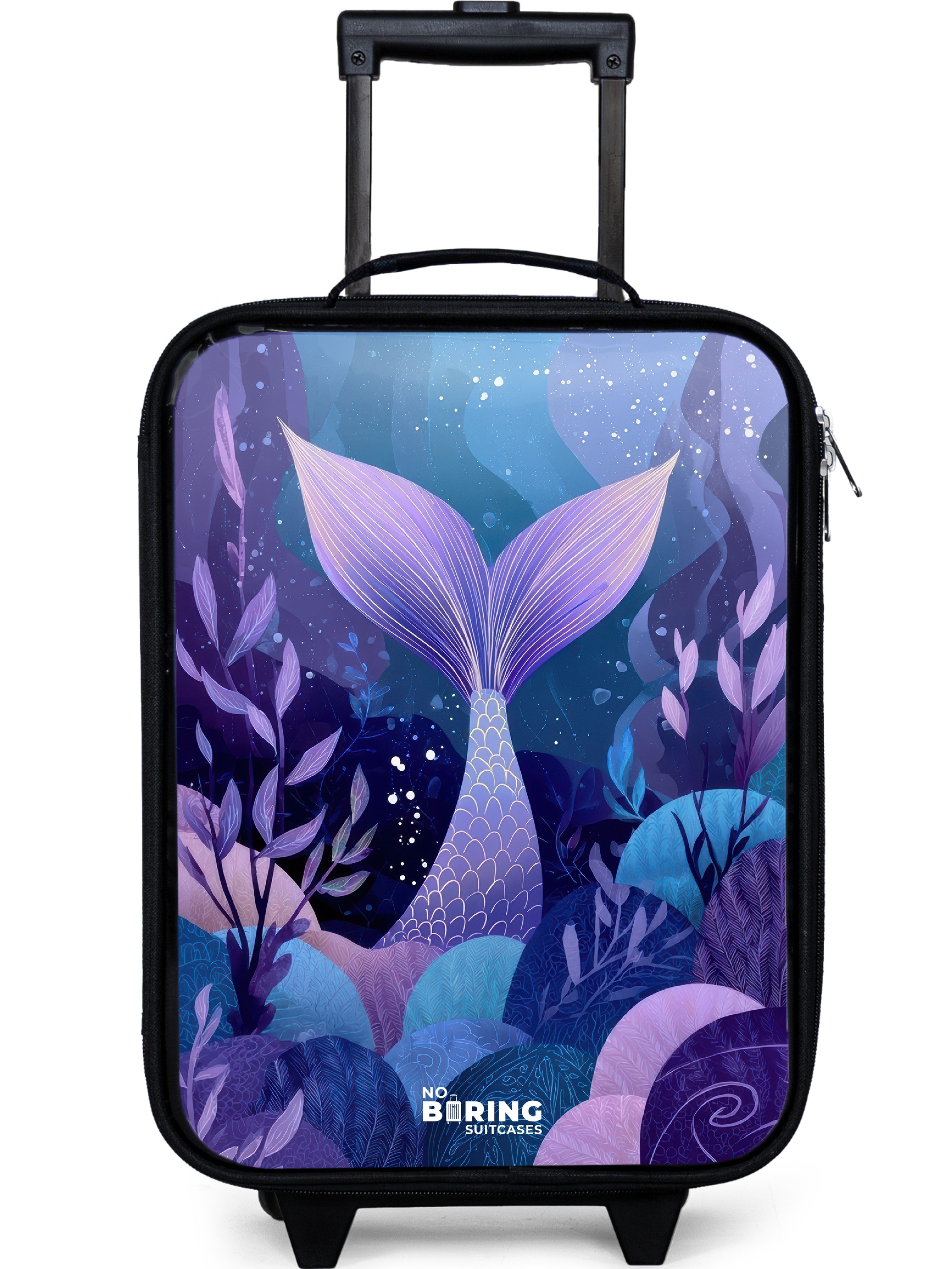 NoBoringSuitcases.com© Kinderkoffer mit leuchtende Räder - Meerjungfrau - Unterwasser - Lila - Blau, 2 Rollen, Kinder Koffer Klein, Trolley Handgepäck, Reisekoffer