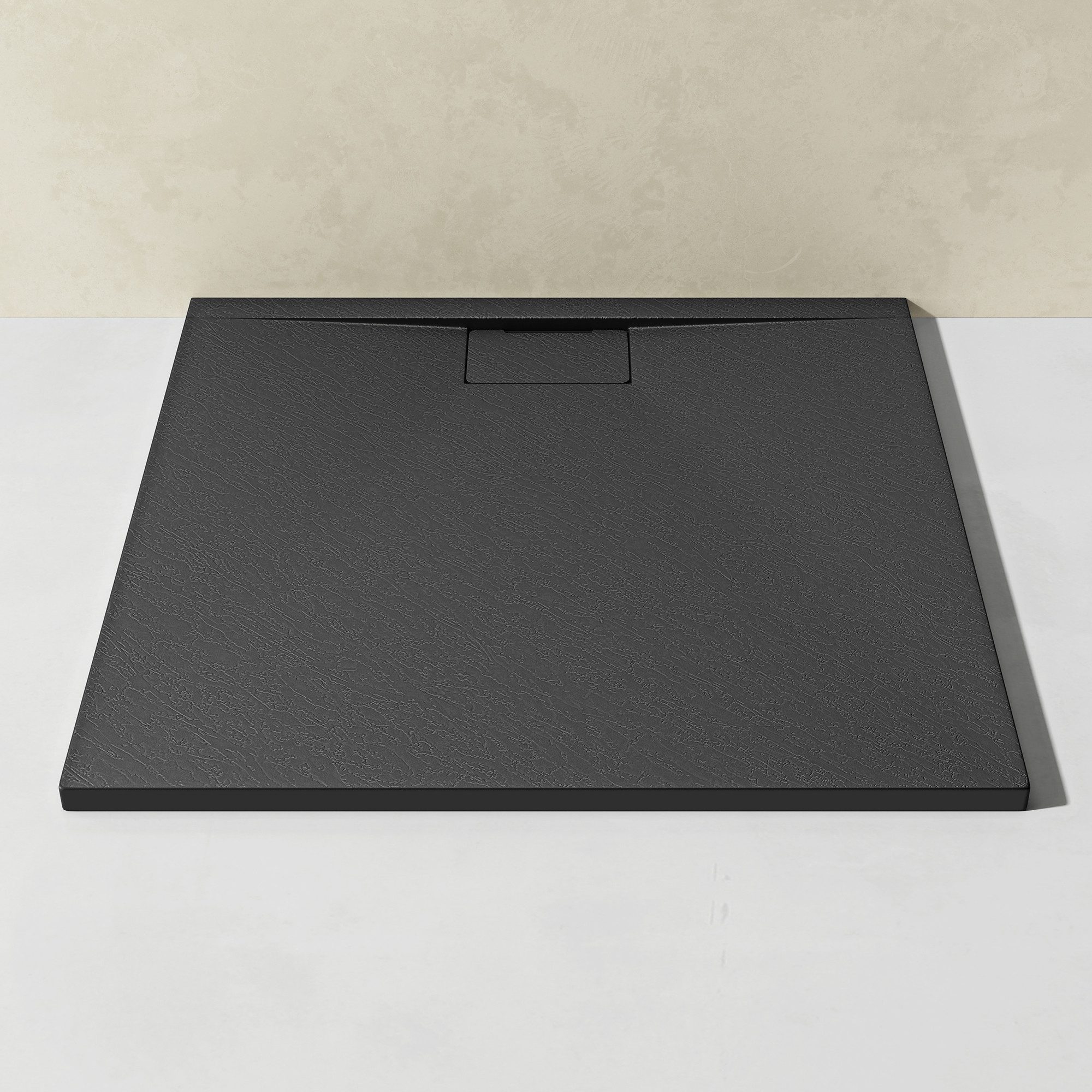 doporro Duschwanne Duschtasse flach aus Mineralguss DIN-Anschlüsse Boden Geoma07, Quadratisch, Mineralguss, BxT: 70-100cm x 80-160cm, Wahlweise mit oder ohne Ab – Bild 4 von 5