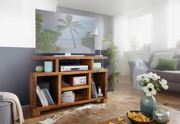 Wohnling Sideboard WL1.208 (Sheesham Massivholz 115 x 76 x 40 cm TV-Board), Fernsehunterschrank mit Stauraum, HiFi Regal