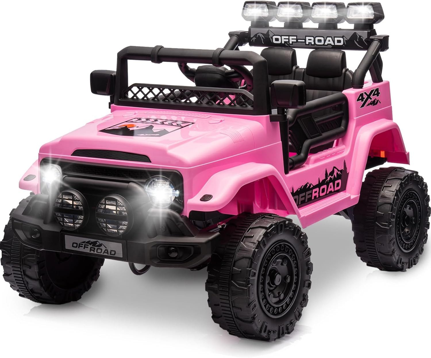 Hausprofi Elektro-Kinderauto Elektroauto Kinder-Jeep für ab 3 Jahren, mit 2,4G Fernbedienung, LED, Bluetooth, Musik, 3-5 km/h
