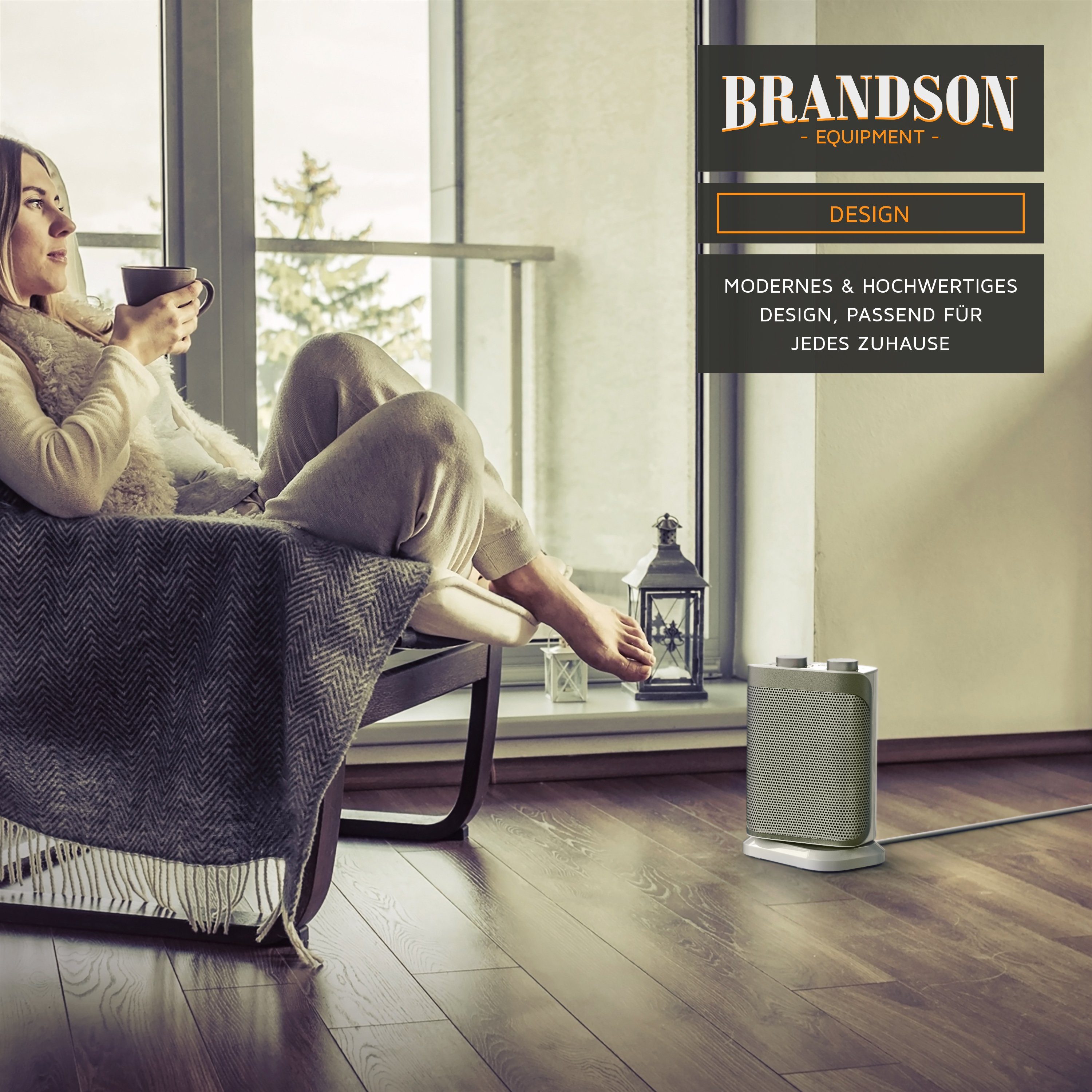 Brandson Keramikheizlüfter Keramik Heizlüfter, Oszillationsfunktion, Badezimmer Keramikheizgerät, 1500 W, Energiesparend, leise, Temperaturregelung, Thermosiche – Bild 5 von 5
