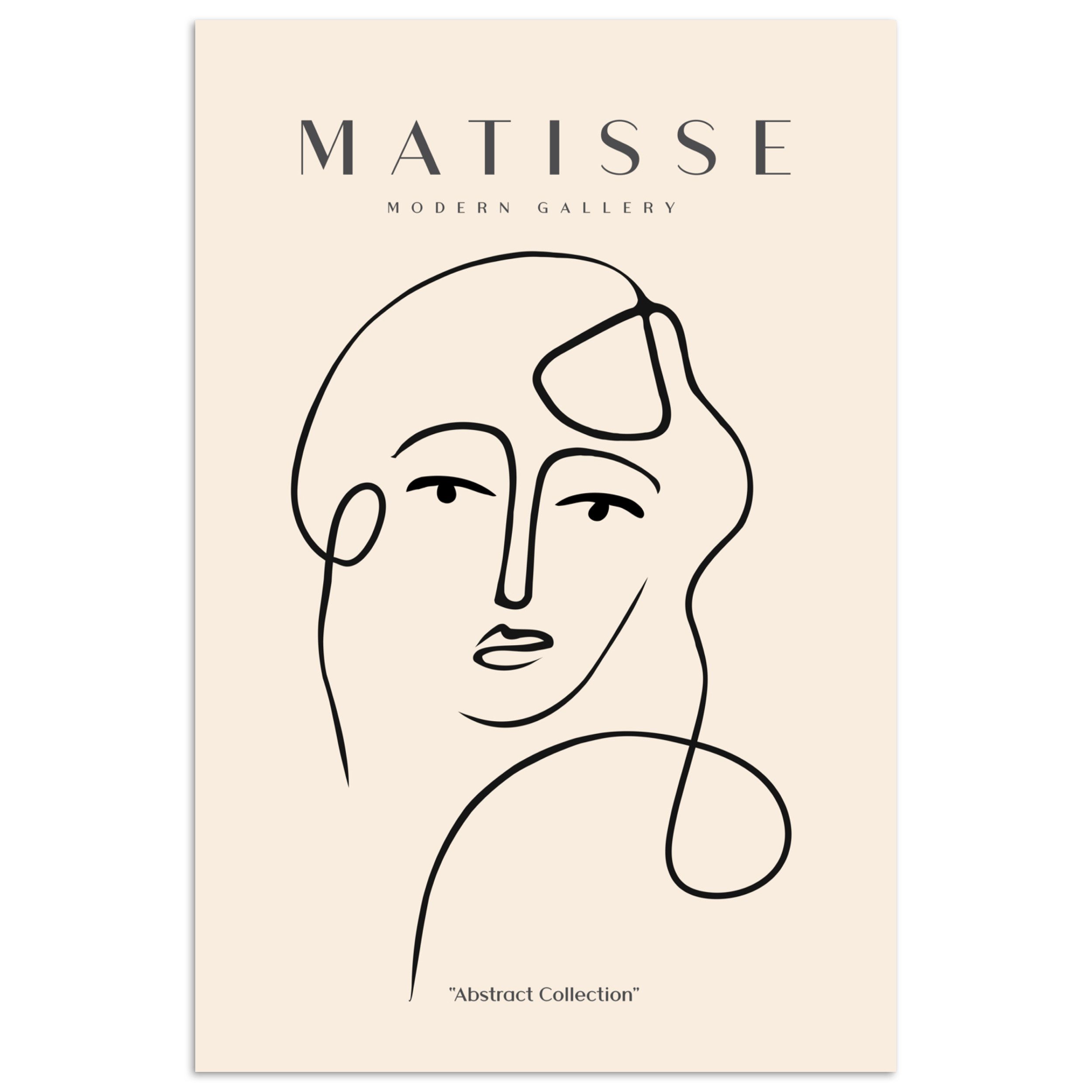 MuchoWow Poster Matisse - Linienkunst - Porträt - Frau - Vintage, (1 St), Poster ohne Rahmen, Wandbild, Wandposter, 20x30 cm