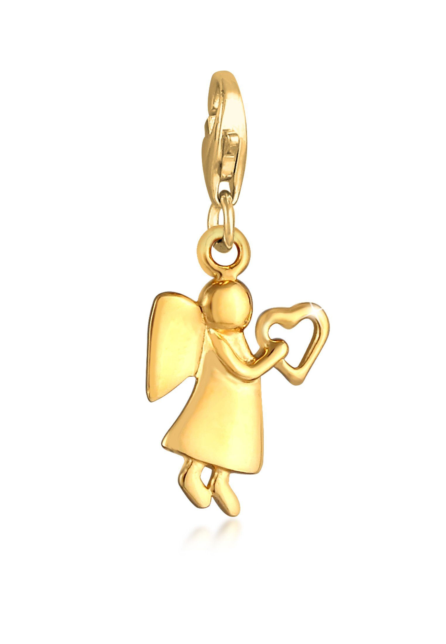 Elli Charm-Einhänger Schutzengel Herz Talisman Glücksbringer 925 Silber, Engel