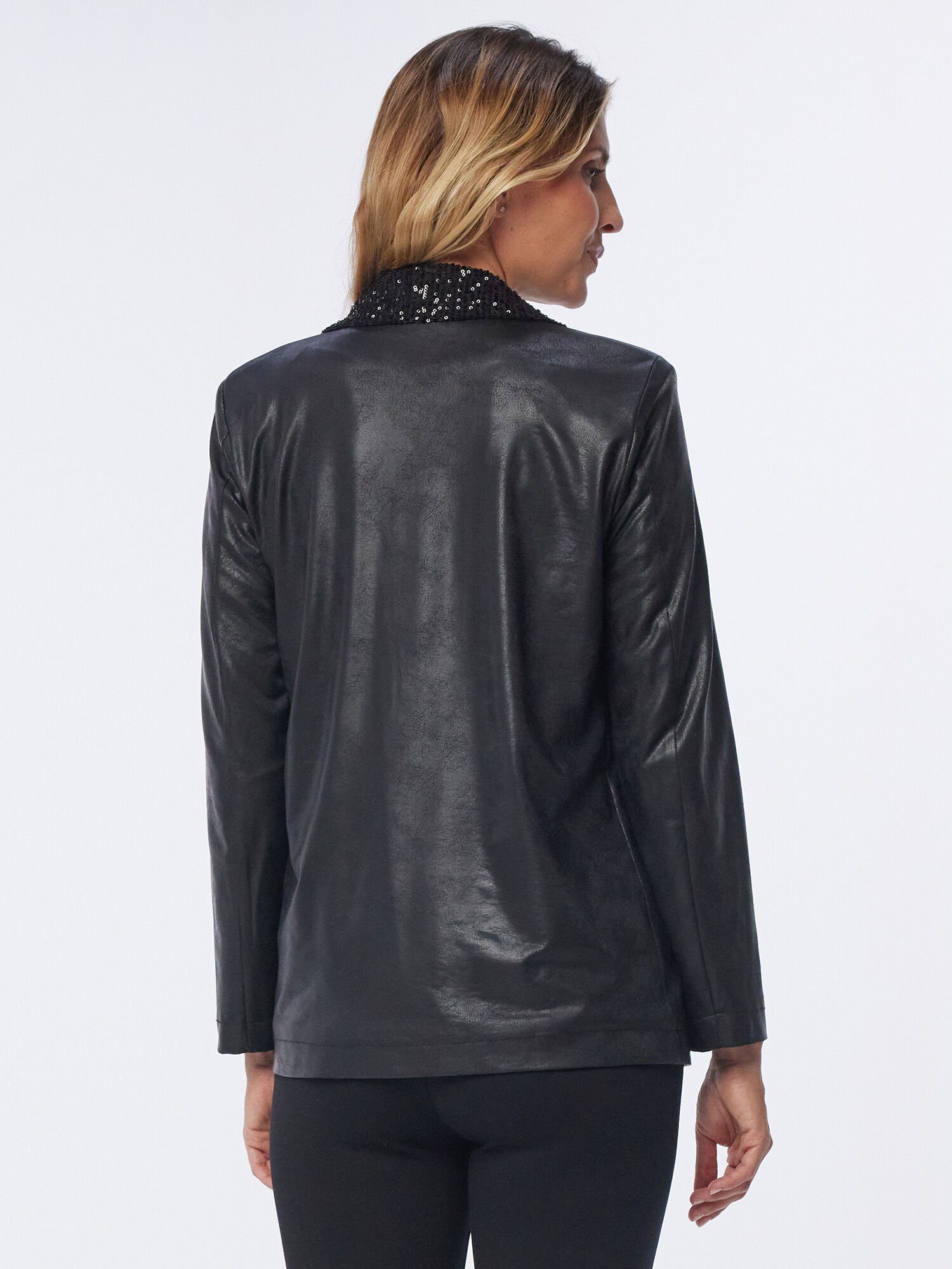 MONACO blue Jackenblazer Lederjacke koerpernah mit Pailletenverzierung günstig online kaufen