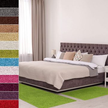 Hochflor-Bettumrandung Barcelona, 13 Farben & 3 Größen, Teppichläufer, ideal im Schlafzimmer Floordirekt, Höhe 22 mm, (3-tlg), Shaggy