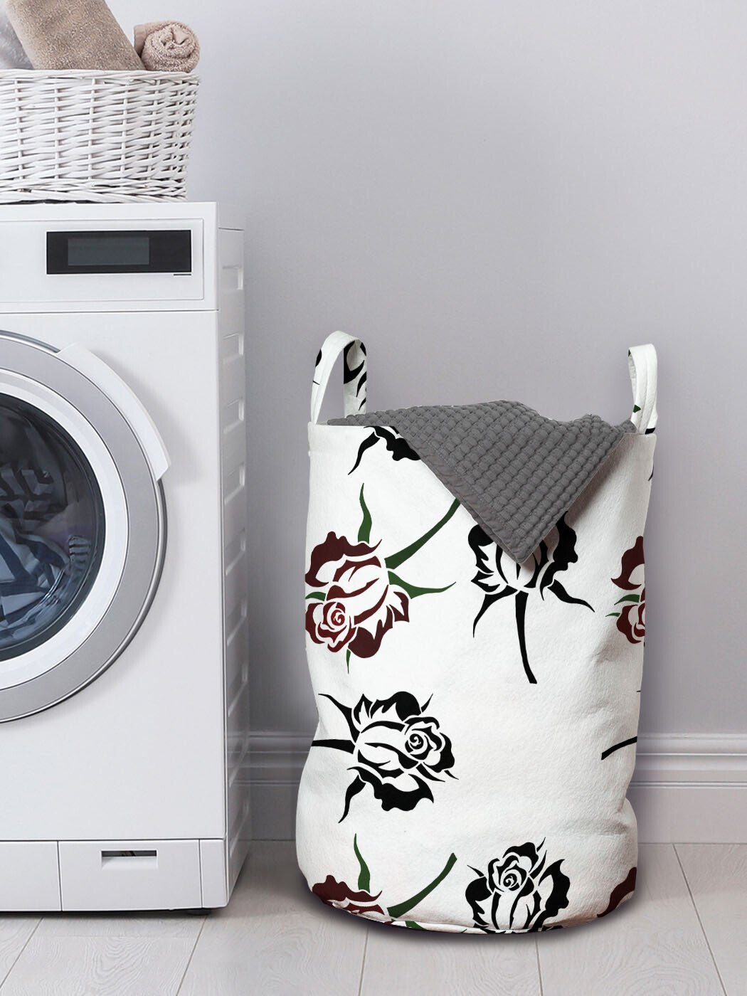 Abakuhaus Wäschesäckchen mit Rosen Wäschekorb Romantische für Kordelzugverschluss Blumen Waschsalons, Griffen