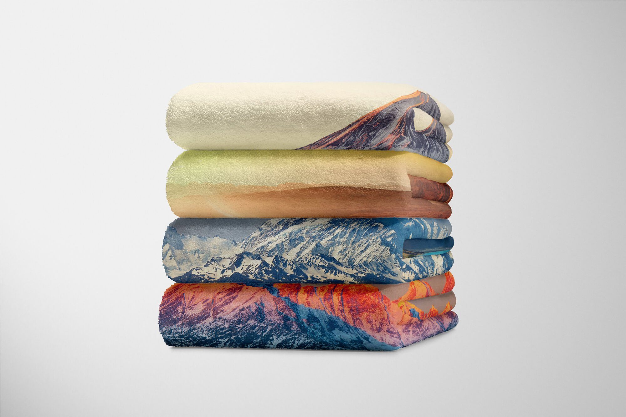 Sinus mit Saunatuch Natur, Kuscheldecke Strandhandtuch Handtuch Handtücher Berge See Handtuch Baumwolle-Polyester-Mix Art (1-St), Fotomotiv