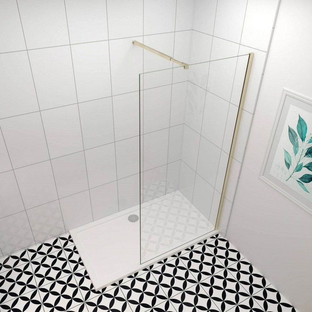 Duschparadies Duschwand 8/10 mm ESG Walk in Dusche Trennwand Duschtür Mit Stabilstange, Sicherheitsglas,Einscheibensicherheitsglas, NanoGlas