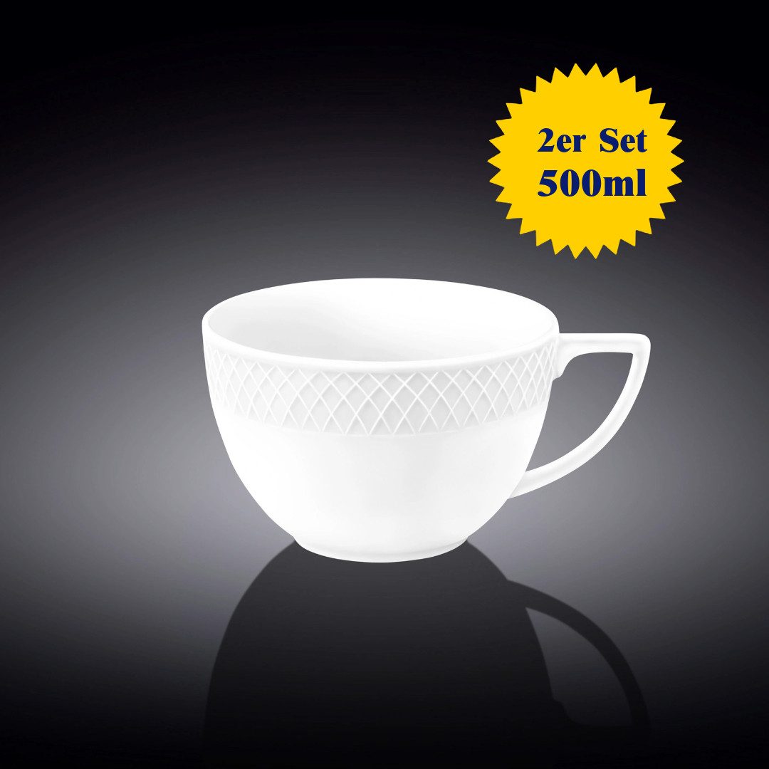 Wilmax England - Deutschland Tasse Julia Diamond Jumbo Becher, Porzellan, ideal für Gastronomie & Haushalt – 2er-Set – 500 ml