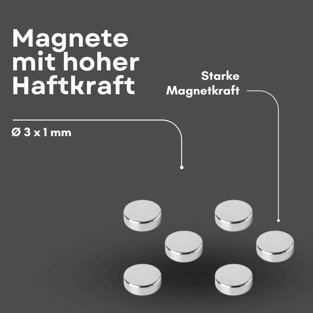 MaajeeKuto Magnet Neodym Magnet Ø3x1 mm N42 – Scheibenmagnet 109 g Haftkraft (10-St)