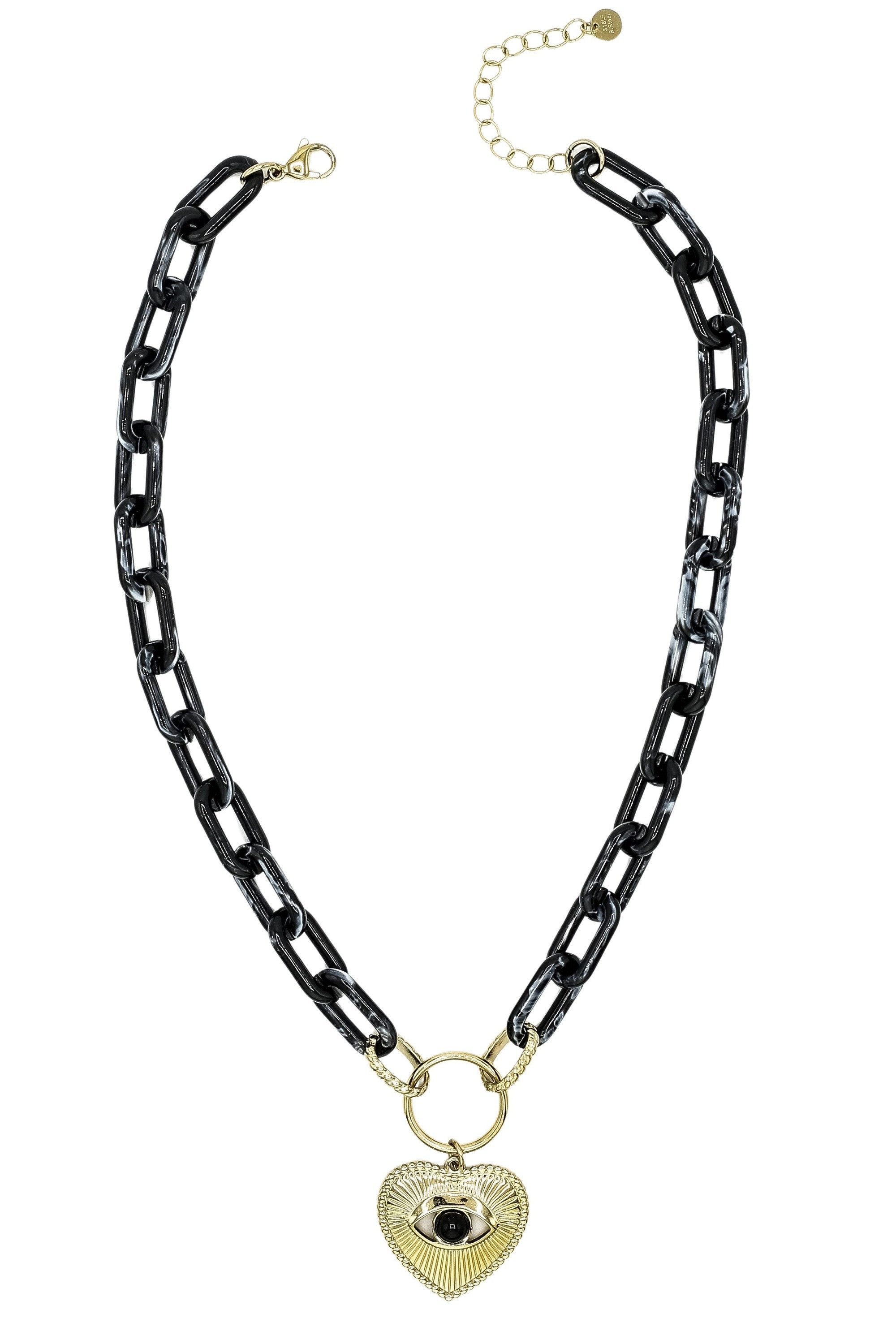 COLLEZIONE ALESSANDRO Kette mit Anhänger Golden Eye, Kurze Gliederkette mit Herzanhänger