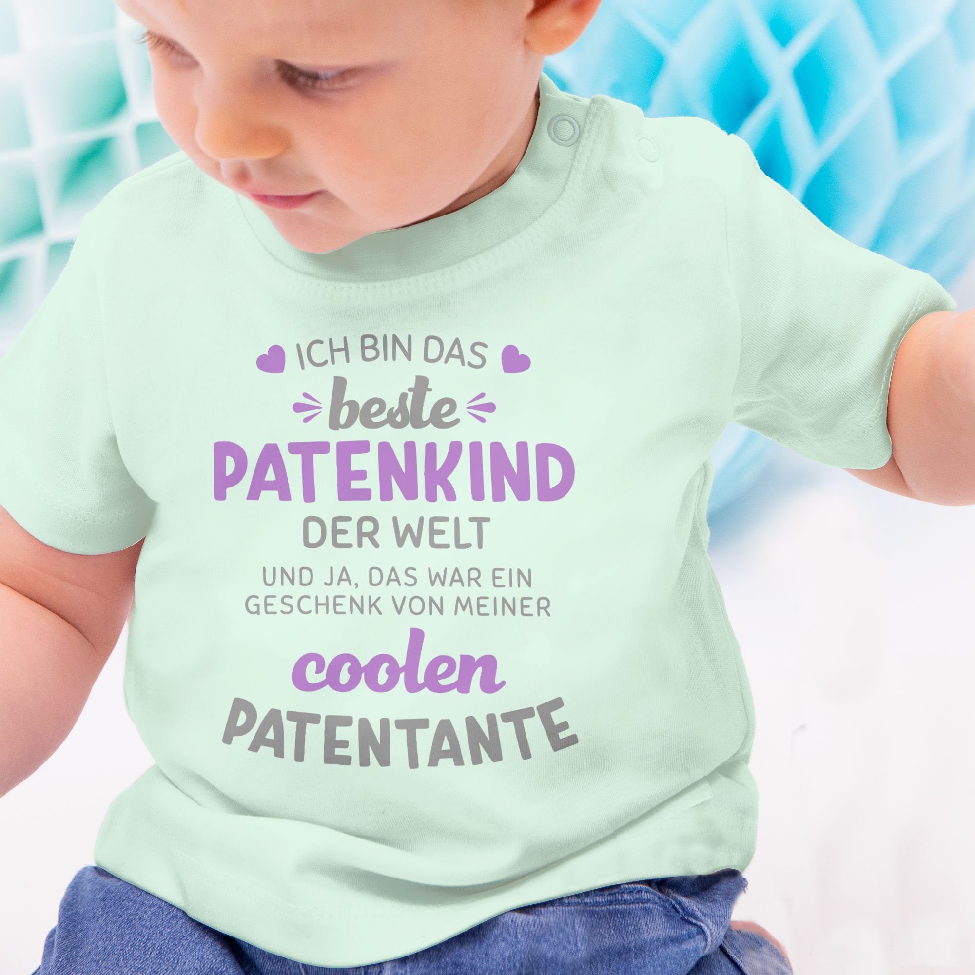 beste Ich Shirtracer Patenkind 1 Baby Welt das T-Shirt Mintgrün grau/lila bin der Patentante