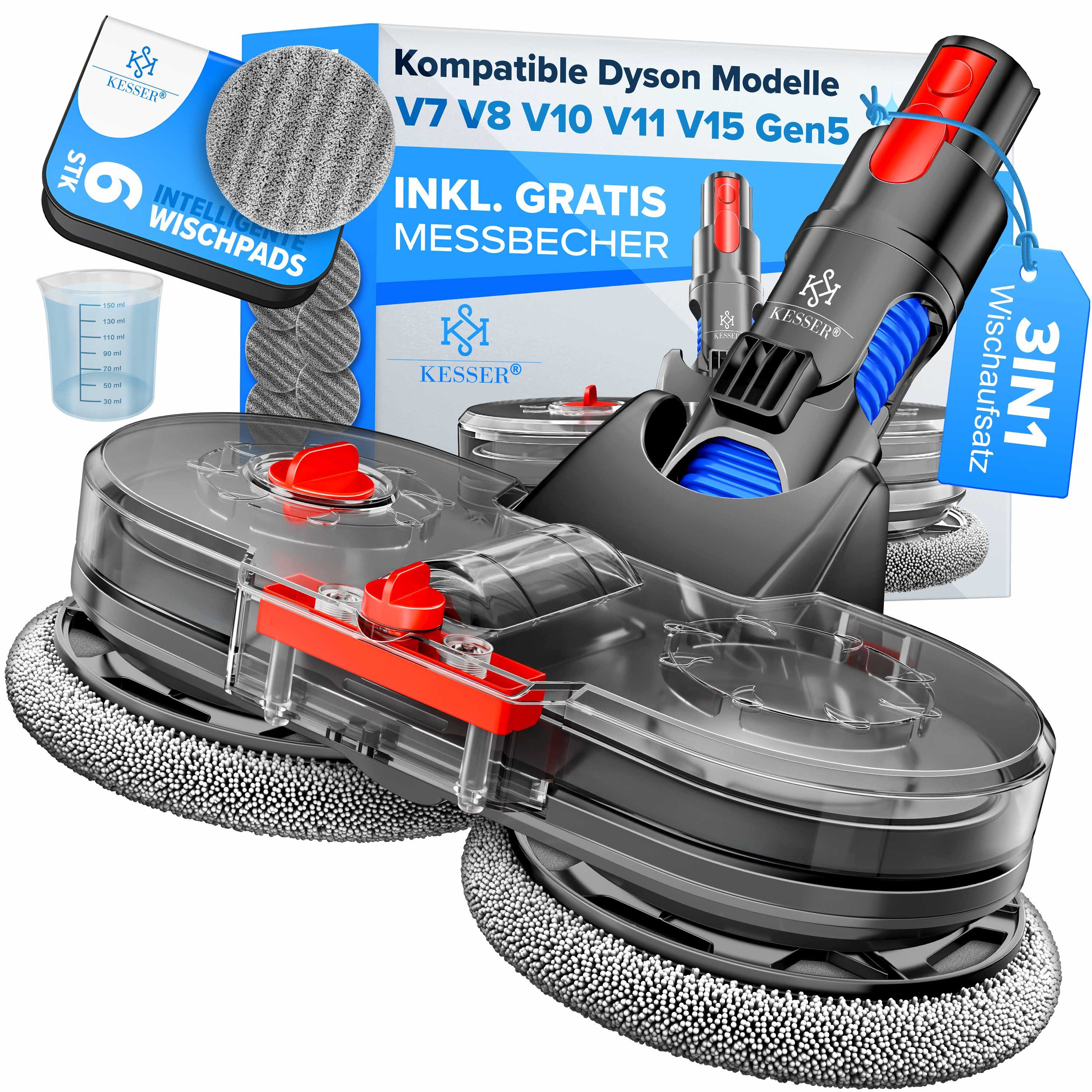 KESSER Wischdüse, Zubehör für Für Dyson V7/V8/V10/V11/V15, Wischmopp Staubsauger Aufsatz mit Wassertank & 6 waschbaren Mops
