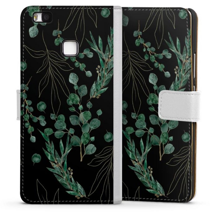DeinDesign Handyhülle Eukalyptus Blätter Natur Eukalyptusblätter Black Huawei P9 Lite (2016) Hülle Handy Flip Case Wallet Cover