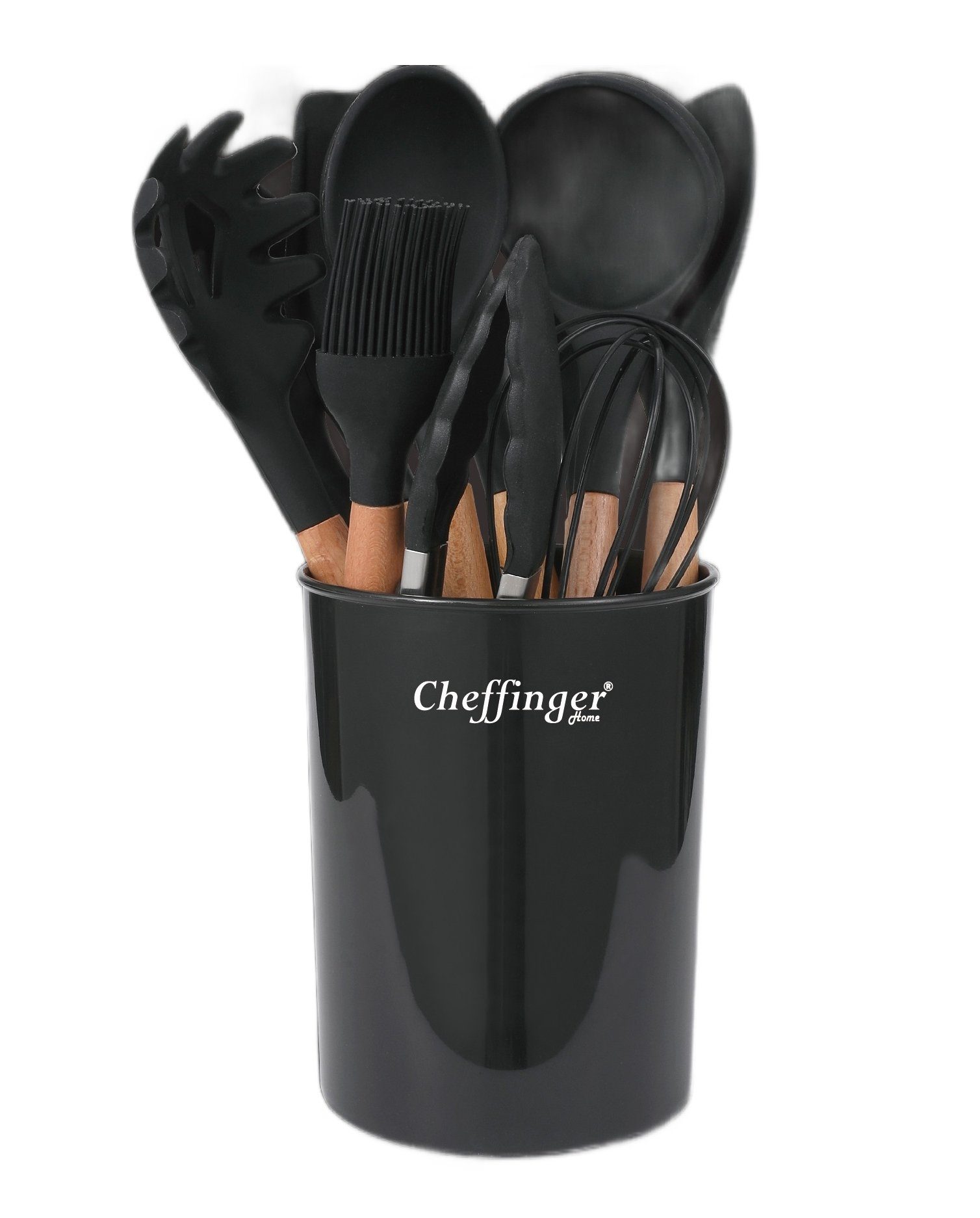 Cheffinger Küchenorganizer-Set Ständer Küchenutensilien mit Set Küchenhelfer 12-tlg.schwarz