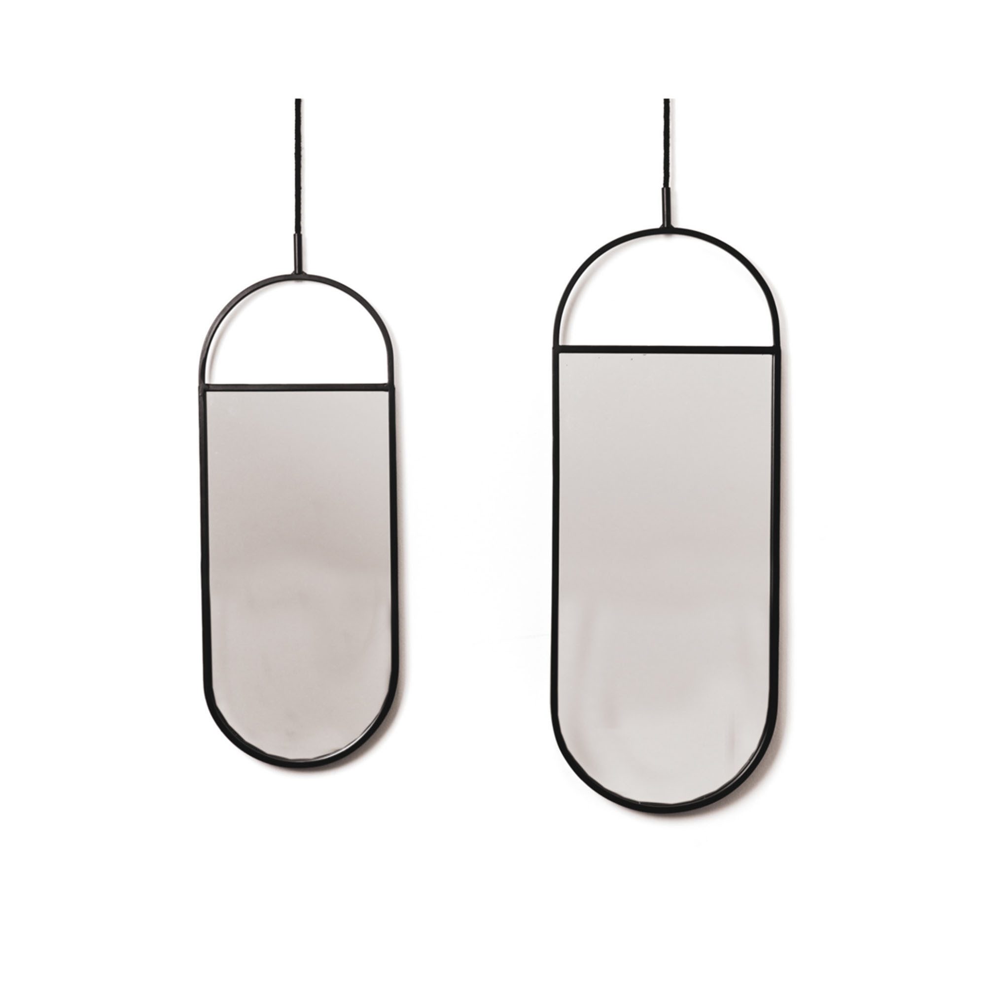 Wandspiegel 2er Set Wandspiegel 60 cm oval Metall schwarz mit Aufhängung