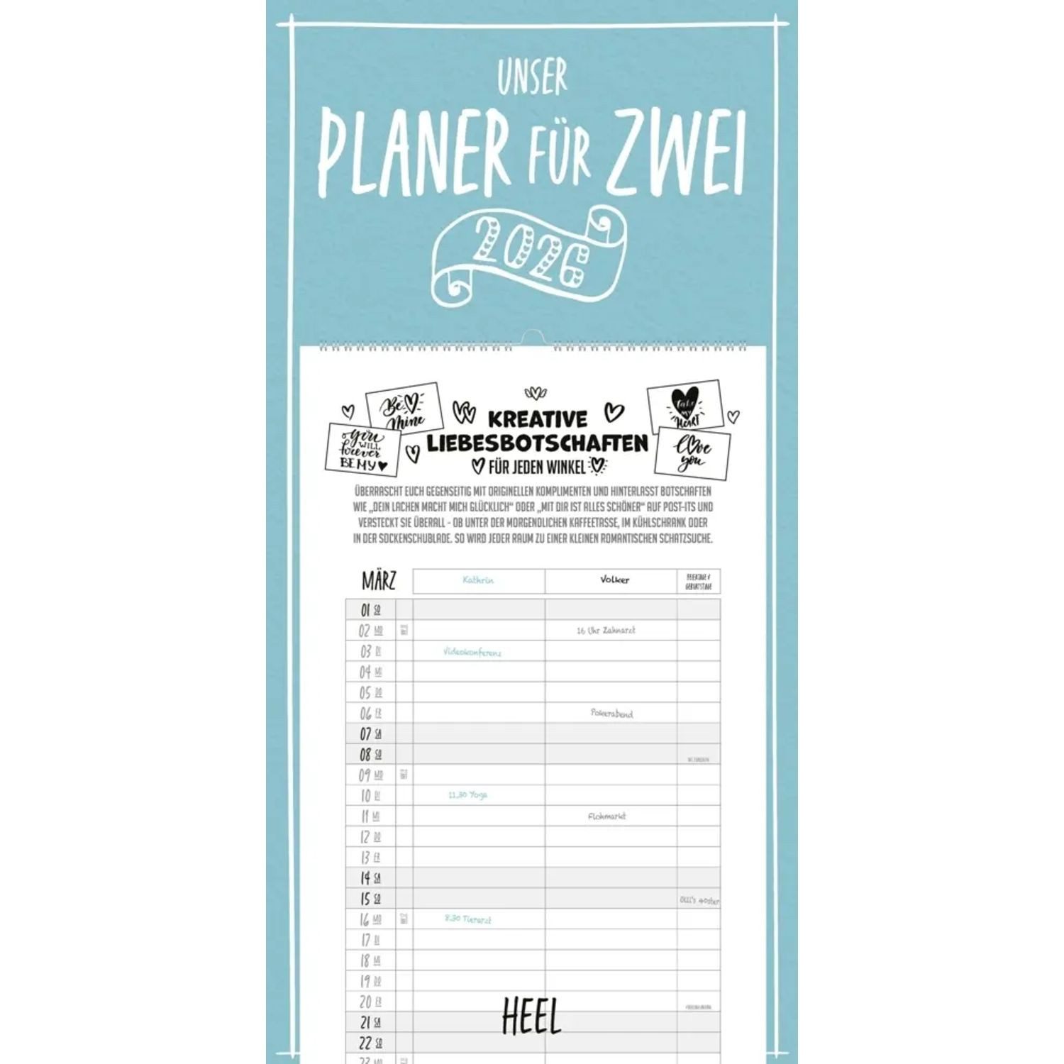 HEEL Verlag Wandkalender Unser Planer für Zwei - Paarplaner Kalender 2026