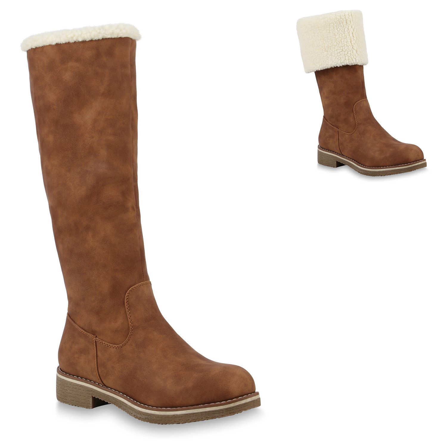 VAN HILL 820371 Winterstiefel Eleanor Damen Winterstiefel mit modischem Blockabsatz und Kunstfell